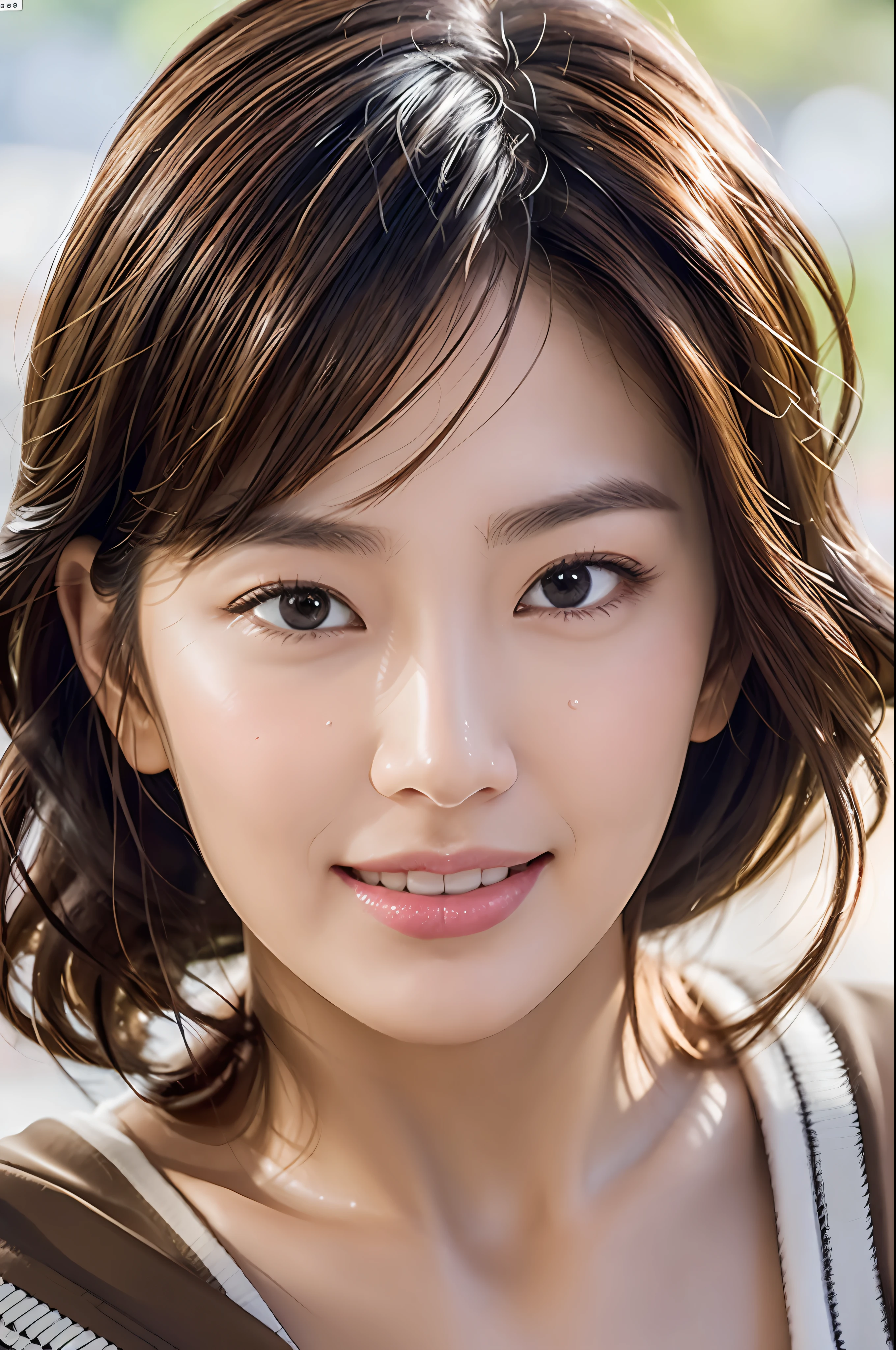 dressed, (photo realistic:1.4), (hyper realistic:1.4), (realistic:1.3),
(smoother lighting:1.05), (increase cinematic lighting quality:0.9), 32K,
1girl,20yo girl, realistic lighting, backlighting, light on face, ray trace, (brightening light:1.2), (Increase quality:1.4),
(best quality real texture skin:1.4), finely detailed eyes, finely detailed face, finely quality eyes,
(joy, blush), (tired and sleepy and satisfied:0.0), face closeup, t-shirts,
(Increase body line mood:1.1), (Increase skin texture beauty:1.1)