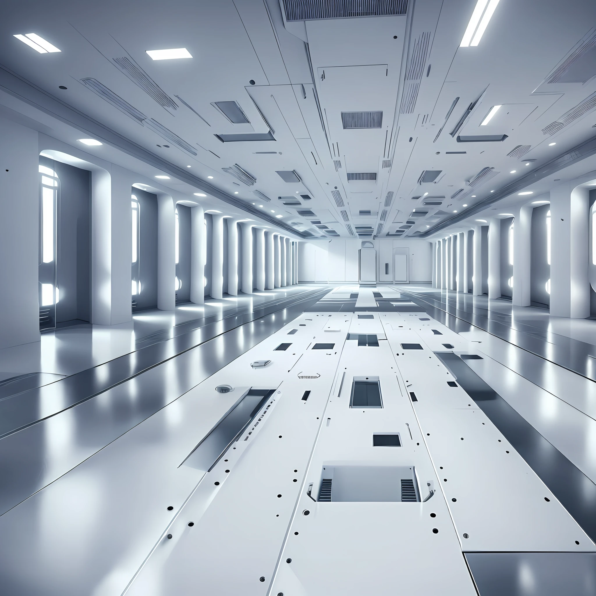 An empty white hall, futurista, 3D, de frente,all white render, in style of 3d render, futuristic hall, excellent 3d render, clean 3 d render, hiper realista, High Resolution HD Photography Style, 4k, melhor qualidade, obra prima --auto --s2