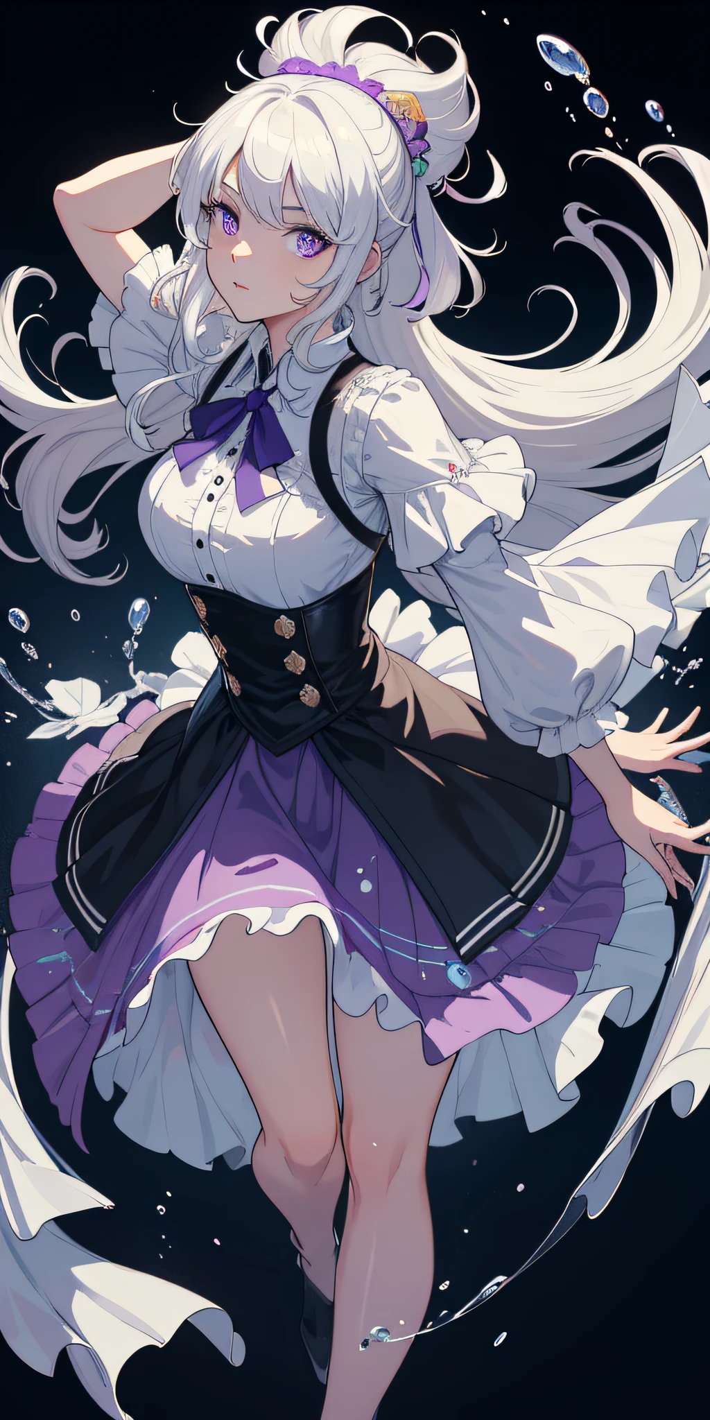 (masterpiece:1.2, best quality), (finely detailed beautiful eyes: 1.2), (extremely detailed CG unity 8k wallpaper, masterpiece, best quality, ultra-detailed, best shadow), (detailed background), (beautiful detailed face, beautiful detailed eyes), High contrast, (best illumination, an extremely delicate and beautiful),1girl,((colourful paint splashes on transparent background, dulux,)), dynamic angle,beautiful detailed glow,full body, cowboy shot, white hair, purple eyes,