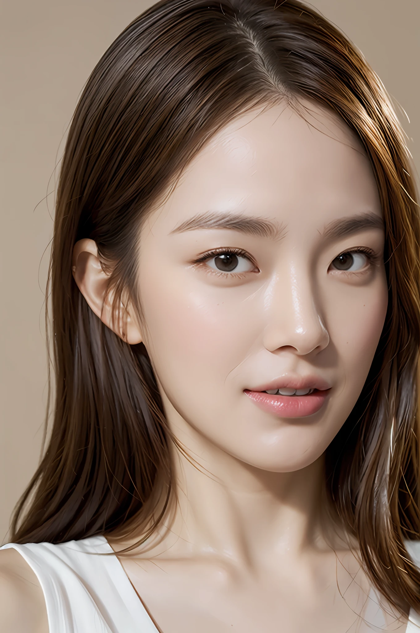 dressed, (photo realistic:1.4), (hyper realistic:1.4), (realistic:1.3),
(smoother lighting:1.05), (increase cinematic lighting quality:0.9), 32K,
1girl,20yo girl, realistic lighting, backlighting, light on face, ray trace, (brightening light:1.2), (Increase quality:1.4),
(best quality real texture skin:1.4), finely detailed eyes, finely detailed face, finely quality eyes,
(joy, blush), (tired and sleepy and satisfied:0.0), face closeup, t-shirts,
(Increase body line mood:1.1), (Increase skin texture beauty:1.1)