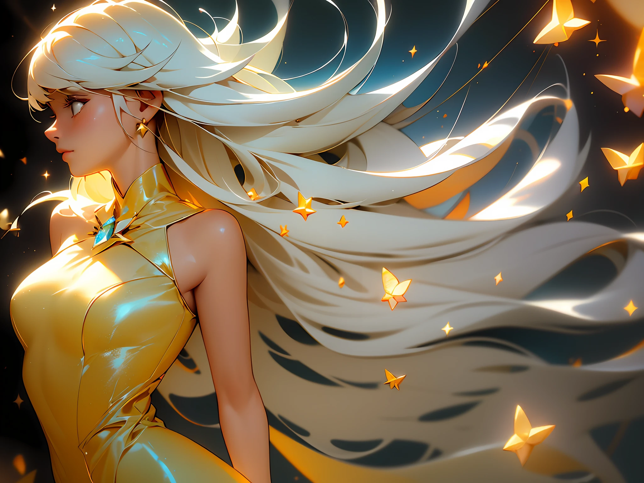 Bestquality, (Hyper-detailing), (a masterpiece、),(RAWExtremely detailed:1.2), scenery, soft lighting, shiny glossy skin, Extremely Detailed CG, luminescent, Light particles, spark, anime picture, high resolusion, Ray Traced,1 Mature woman, whitedress, tear, dynamic angle,
dancing,looking to the sky,wind blowing upwards,luminous effect,transparent beauty, sparkling effect,wet rainy,wet,foggy, reflection effect,night  sky,westland,crying,full body,1 with eyes
