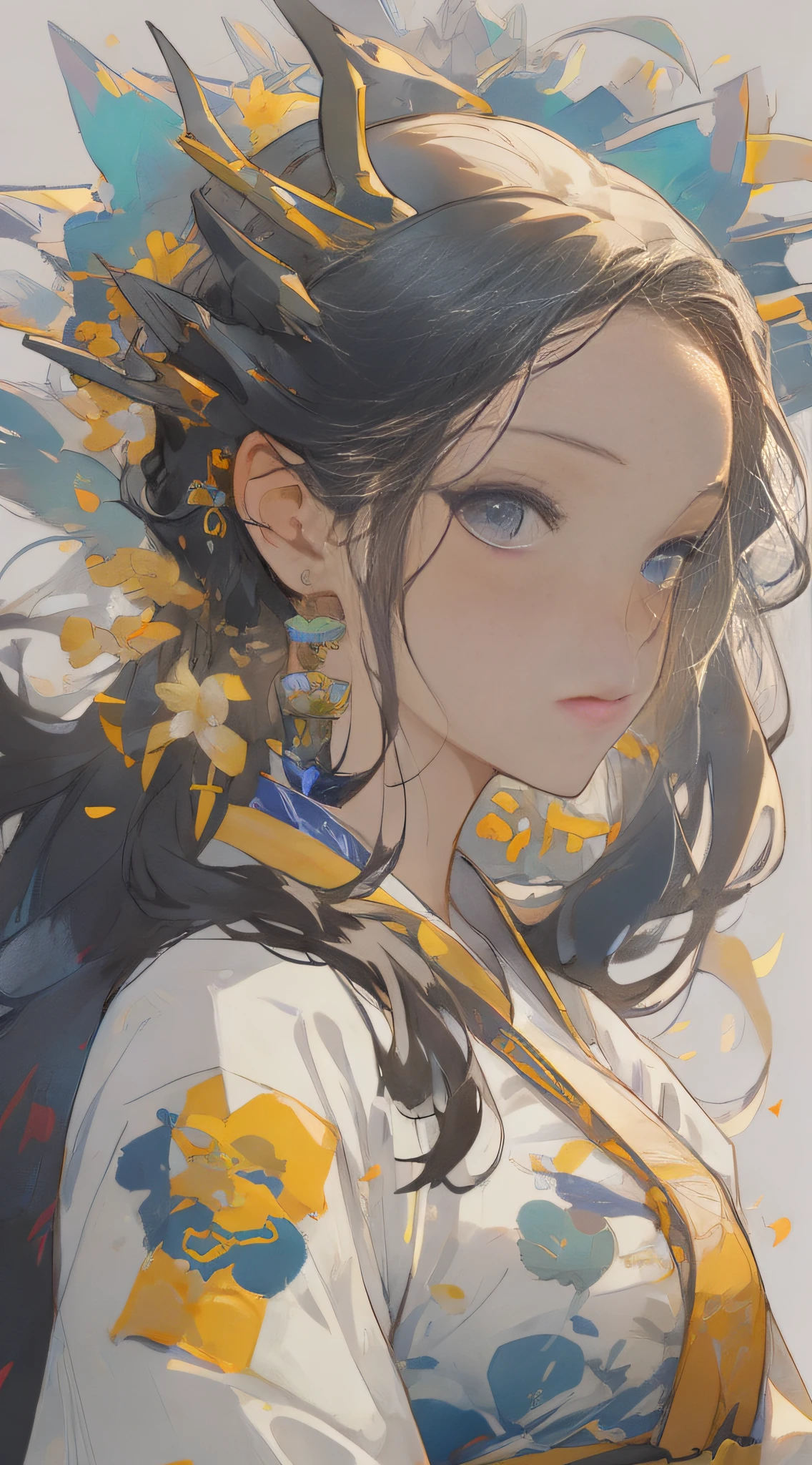 A girl, ancient Chinese costume, whole body, sunshine, clear face, clean white background, masterpiece, super detail, epic composition, ultra HD, high quality, extremely detailed, official art, uniform 8k wallpaper, super detail, 32k