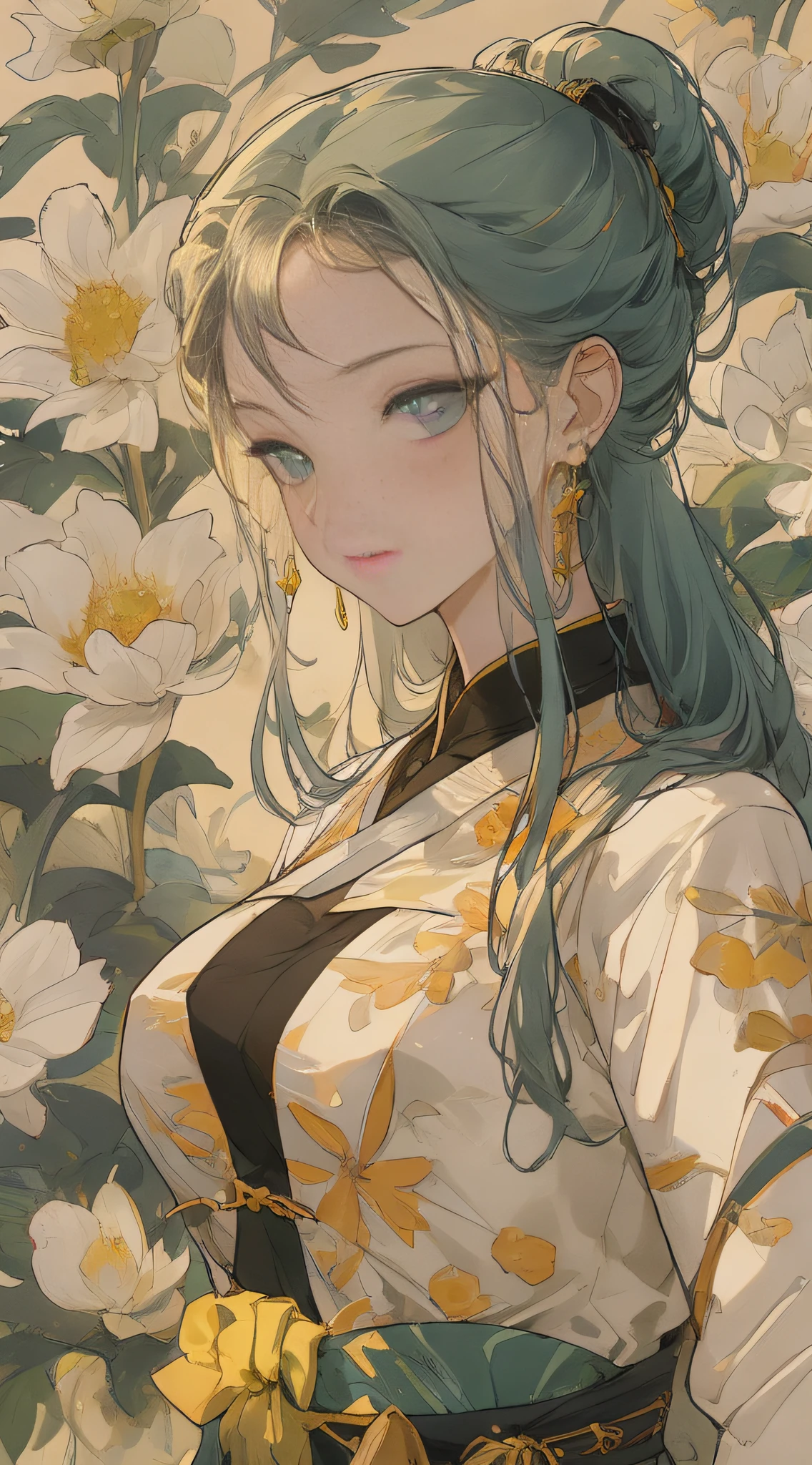 A girl, ancient Chinese costume, whole body, sunshine, clear face, clean white background, masterpiece, super detail, epic composition, ultra HD, high quality, extremely detailed, official art, uniform 8k wallpaper, super detail, 32k