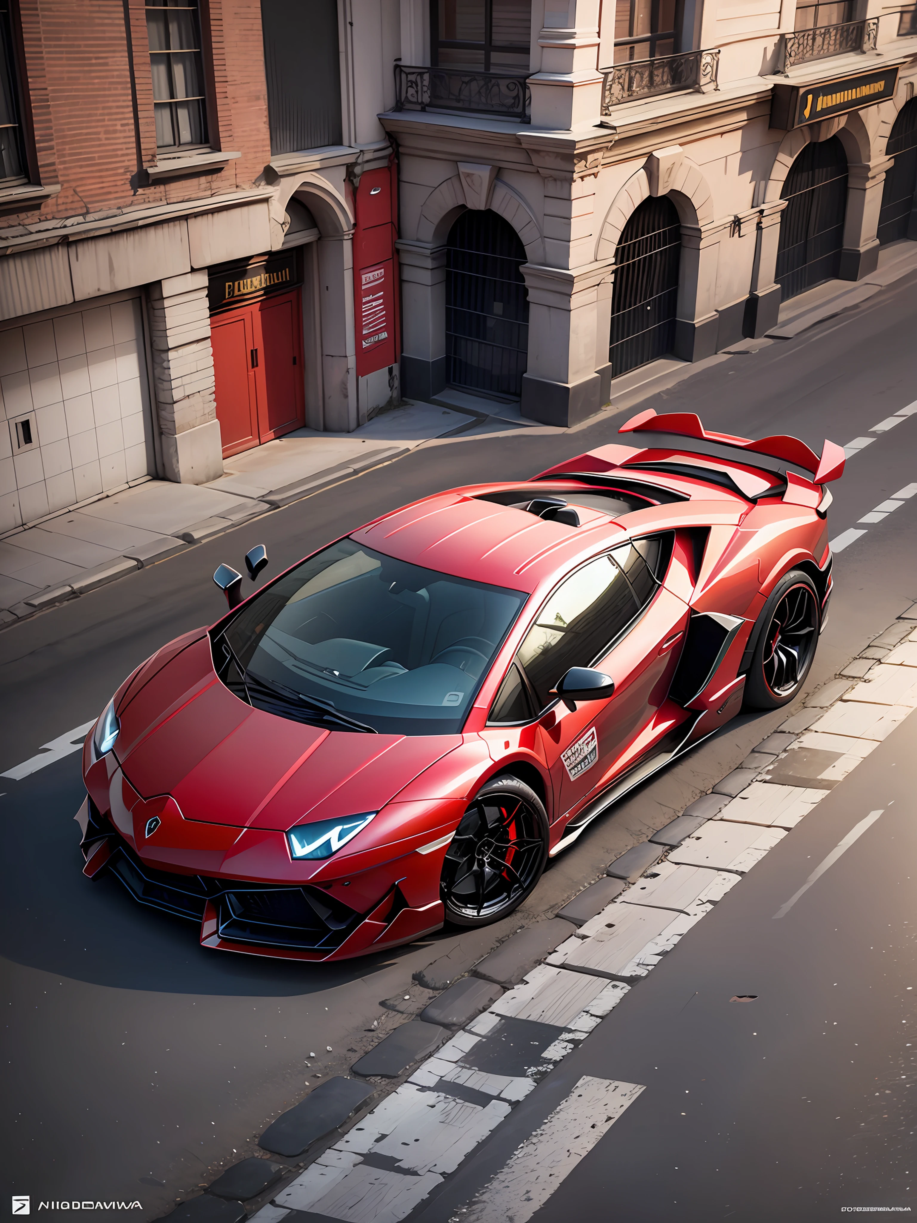 Uma lamborghini vermelho croamada realista dentro de uma garragem --auto --s2