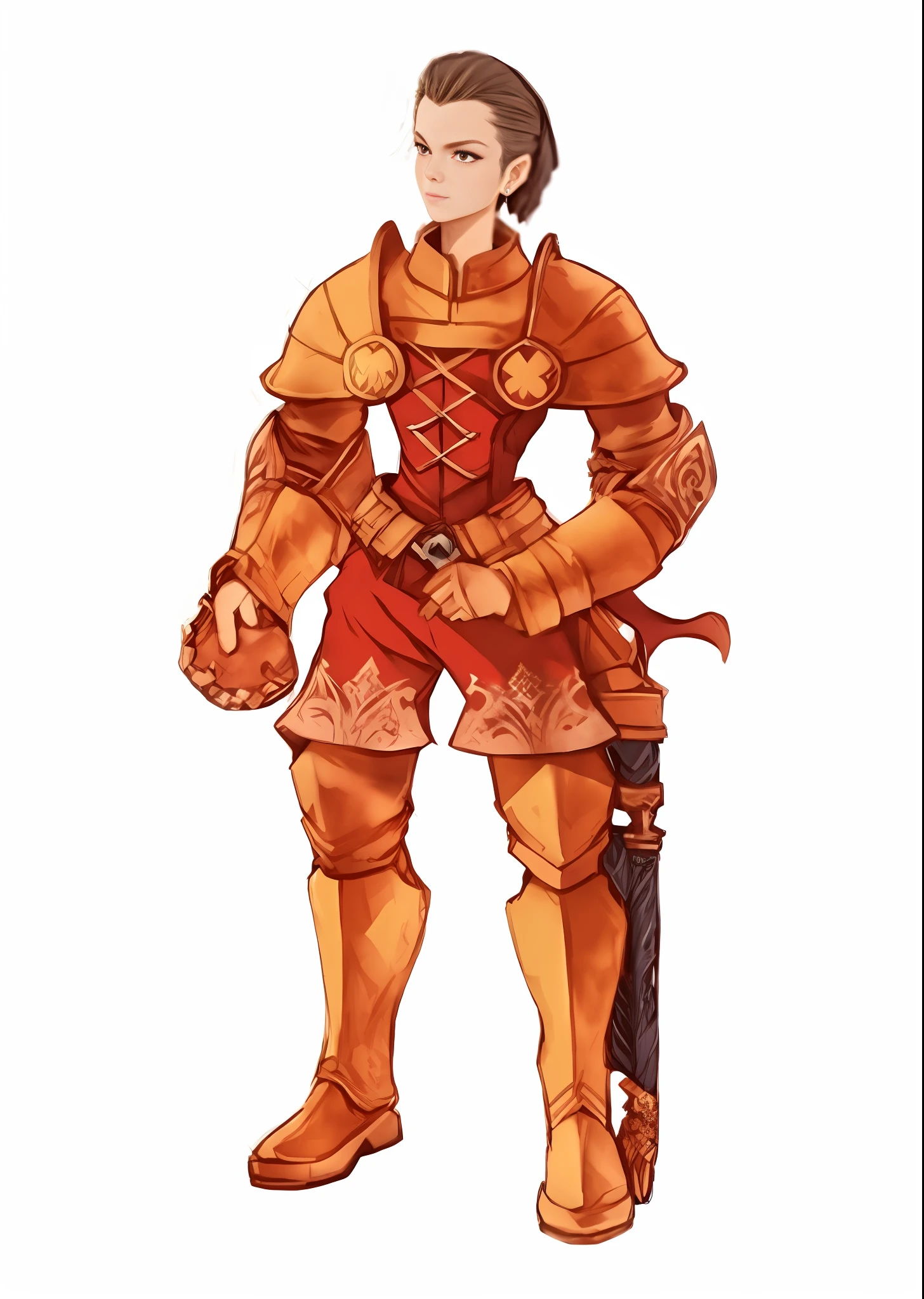 Delita Heiral, homem,  Final fantasy tactics, Amadura de batalha dourada, Roupa de couro vermelha, Paladino, Desenho anime realista