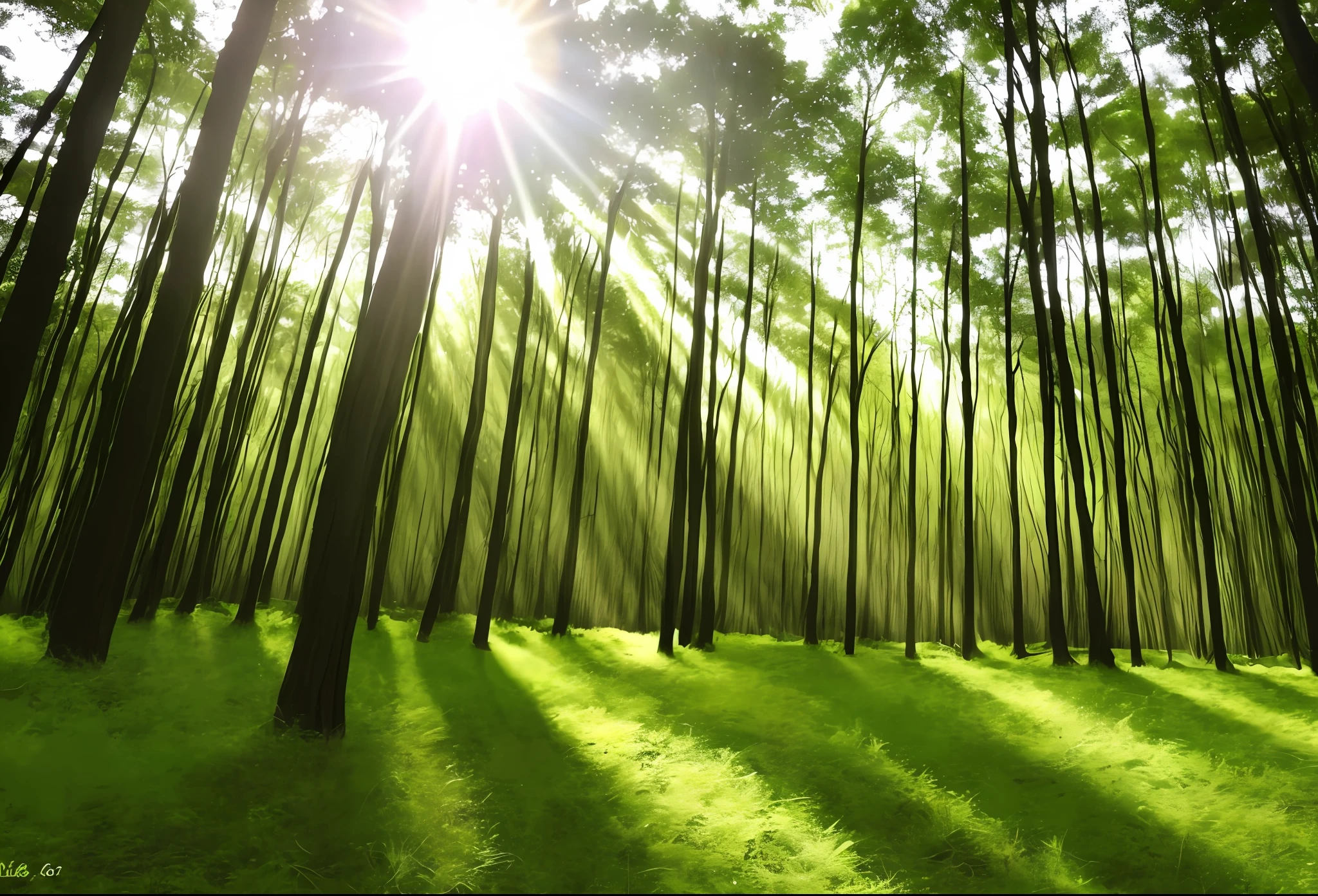 Bright sunshine forest、grass