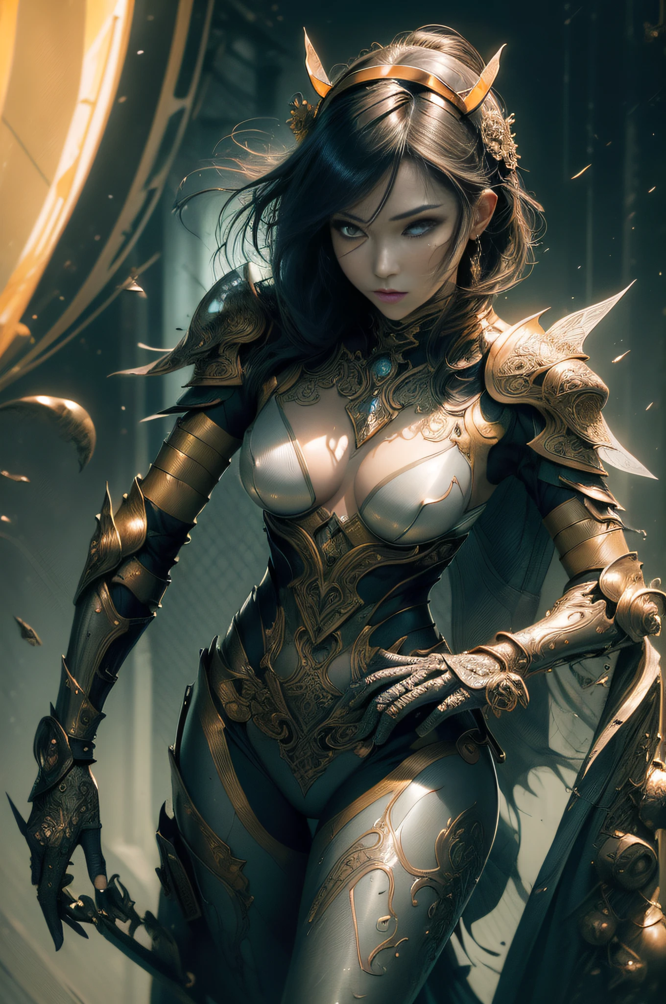 [Detailed illustrations,Art based on extremely ideal anatomy,Very detailed and detailed drawing,Delicate lines with slow and rapid,Realistic texture expression],((Accurate simulation of light-material interactions,Understanding Airflow,Mechanically correct representation)),(Design built to the highest level,((Advanced structural understanding)),Ideal color coordination),((intricate ornamentation (Ultra-dense detail))),(highdetail,High precision)((Color tressed lines)),(Artwork of exceptional craftsmanship),((Fine and beautiful skin expression (Sense of transparency))),(Perfect and beautiful face,realistic face details),(perfect eyes (Realistic eye details (Beautiful iris drawn in detail) (Sharp pupils))),((Perfectly proportioned)),(Shinjuku background at night),[NINJAGirl Japanese Beauty 15 years old Petite and muscular ((slender)) short bob cut],((hornet) Orange Ninja Battle Armor) scarf (stall) (Translucent fitting rubber inner) honeycomb ((s edge))  (((hair ornamen))) (Dull metallic luster),gravure (((KUNOICHI))),[Ultra-precision detail,HighQuality,Highres,((Multi-layered textures))],((Visual art that conveys a sense of narrative)).