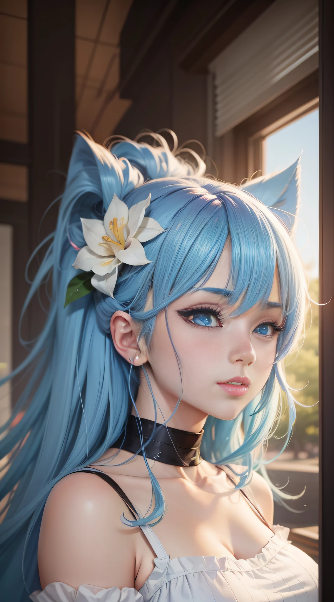 anime girl with blue hair and blue eyes wearing a white top, digital anime illustration, painted in anime painter studio, digital anime art, made with anime painter studio, anime styled digital art, detailed digital anime art, anime style portrait, beautiful anime portrait, beautiful anime art style, anime style. 8k, kawaii realistic portrait, portrait anime girl, rossdraws cartoon vibrant