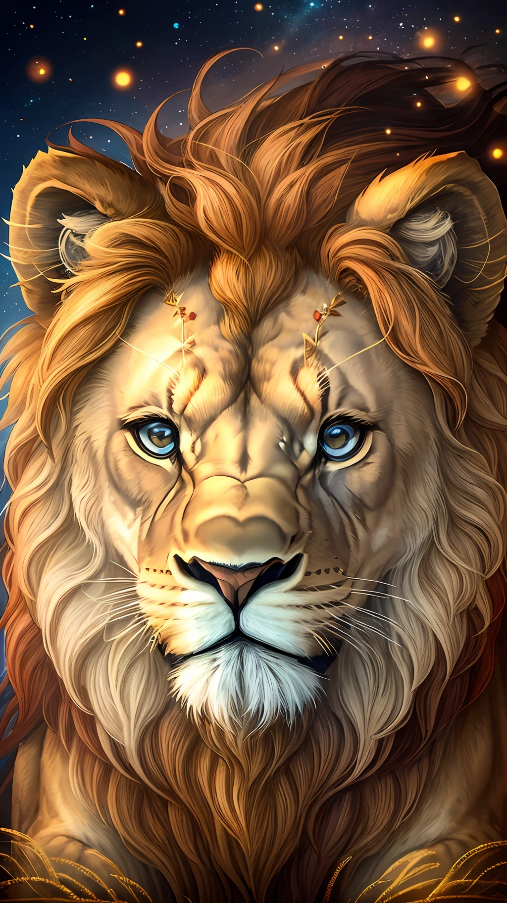 A smiling lion's face with an angel's bow on its head --auto --s2