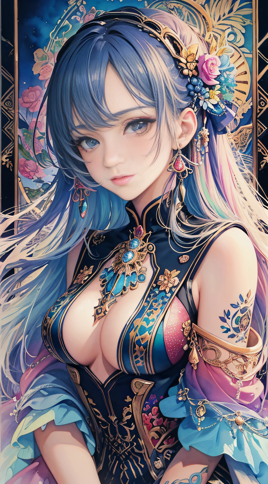 (masterpiece, top quality, best quality, official art, beautiful and aesthetic:1.2), (1girl:1.3), extreme detailed,colorful,highest detailed,(watercolour painting:1.3), optical mixing, playful patterns, lively texture, rich colors, unique visual effect