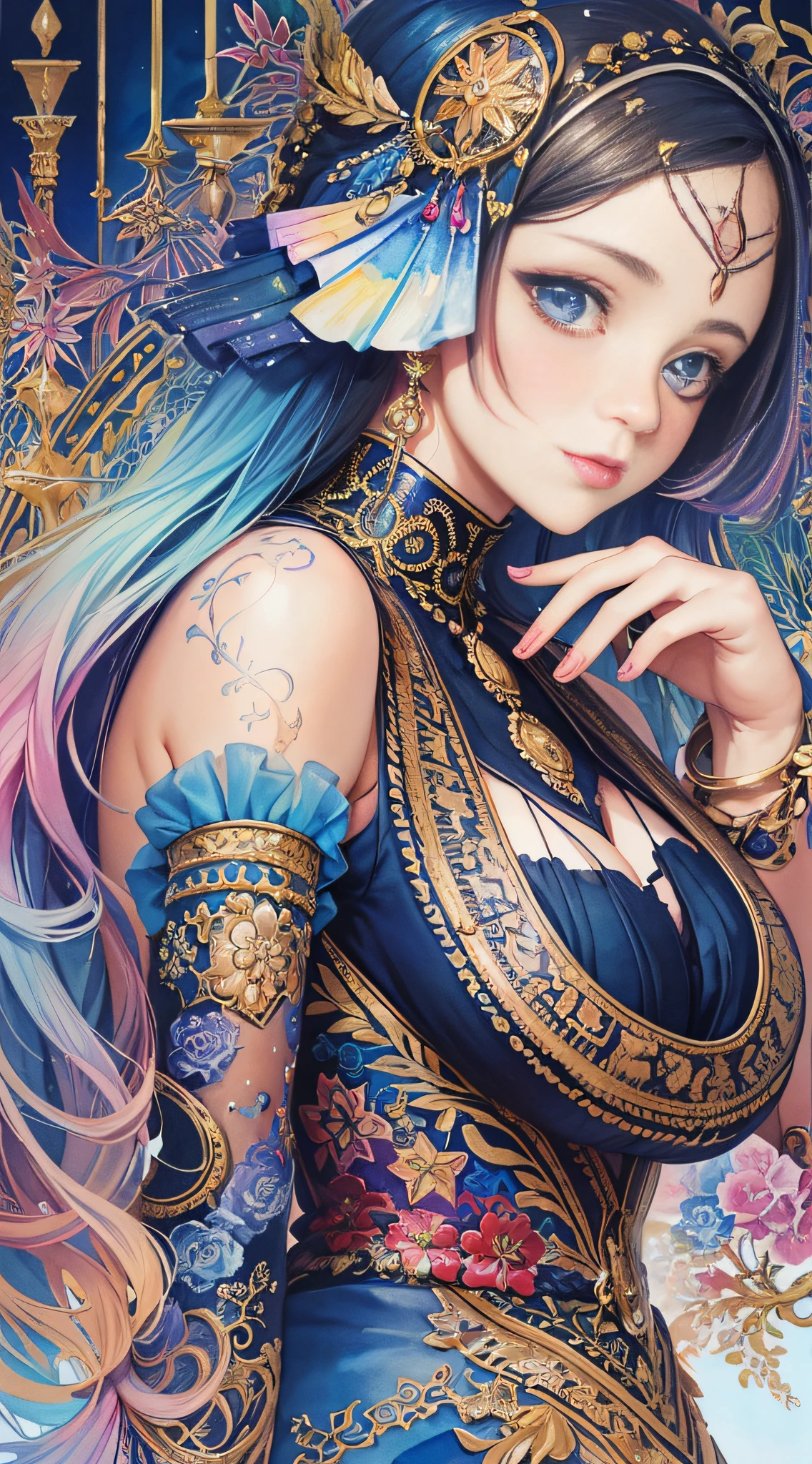 (masterpiece, top quality, best quality, official art, beautiful and aesthetic:1.2), (1girl:1.3), extreme detailed,colorful,highest detailed,(watercolour painting:1.3), optical mixing, playful patterns, lively texture, rich colors, unique visual effect