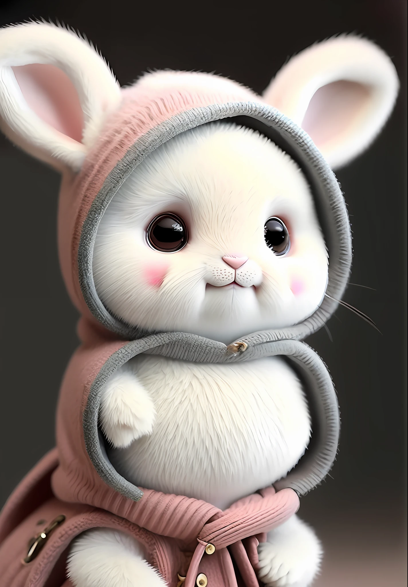 rabbits、lifelike、furry animals、black eye、blushing、All over body、Ears prick up