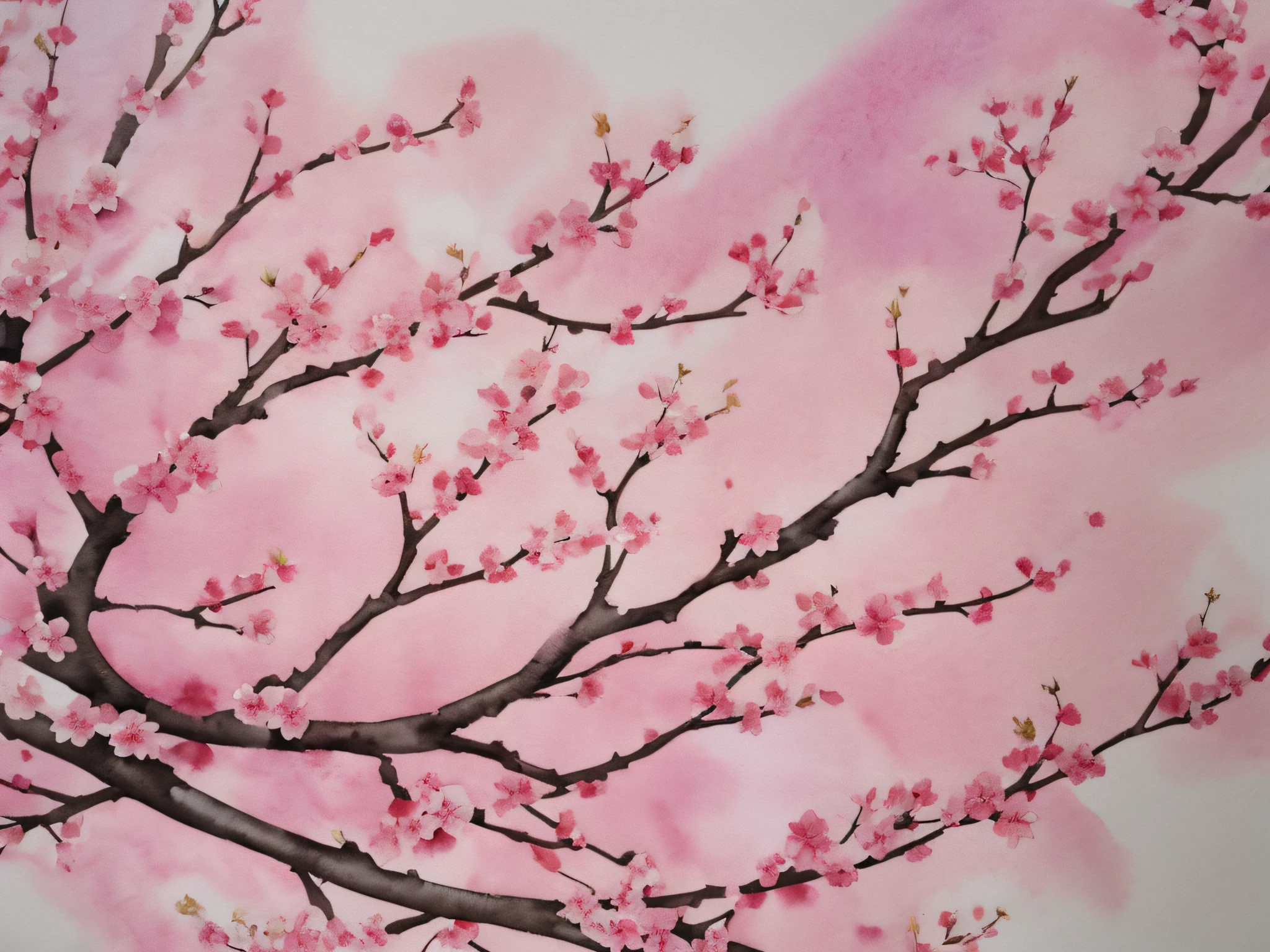 Beautiful pale cherry blossom background pattern、watercolor drawings --auto --s2