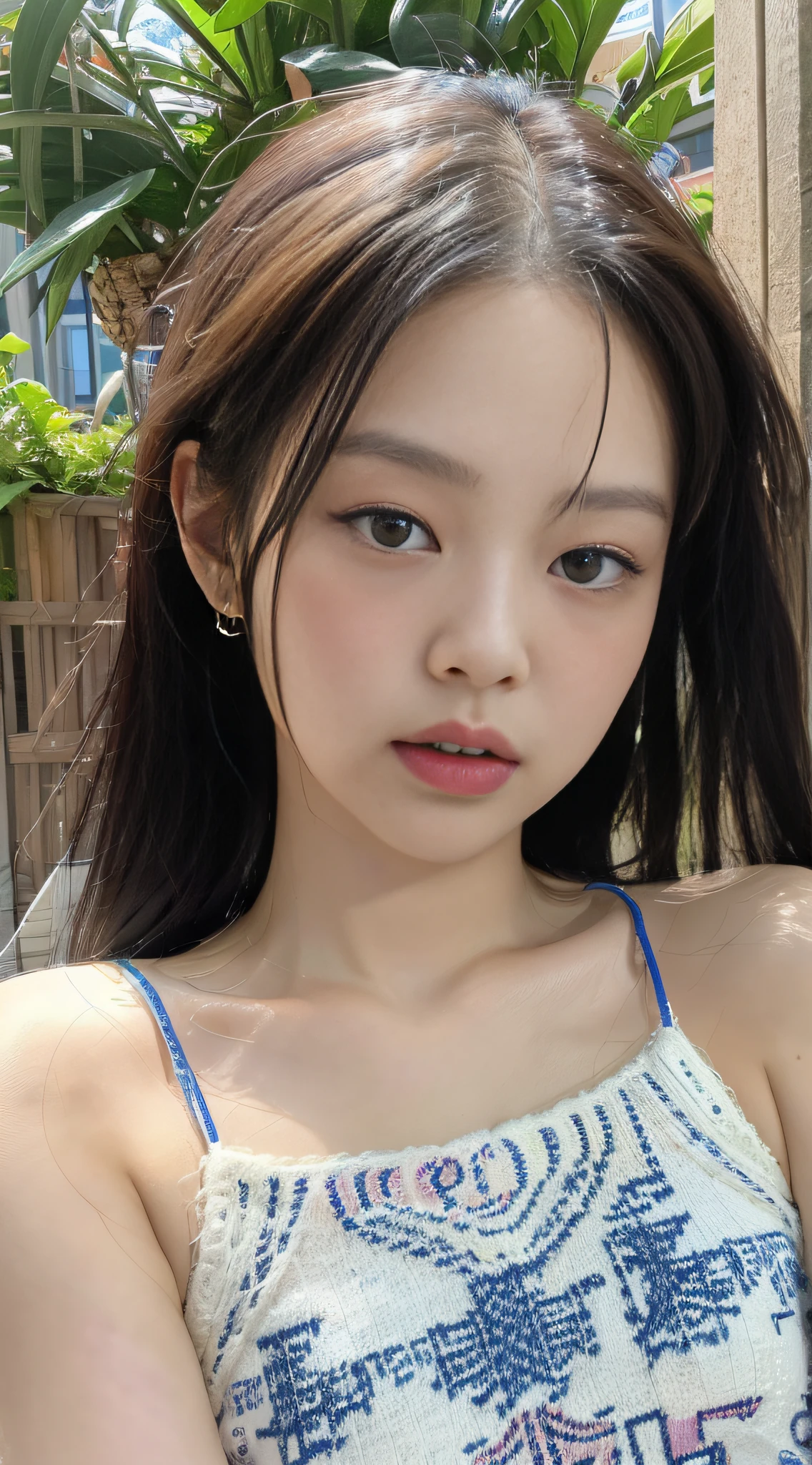 Bestquality, Jeizuo, Jennie face shape,(1girl:1.3), solo,_Kim Ji-ni Jennie face,Wear a royal blue armband sweater,Short model,White bandeau inside,blue shorts,,sex appeal,cuteness,white legwear,Background campus,full-body photo,looks at the viewer,World-weary face,Indifferent eyes,Korean style photo photo,Photographic lighting,Strong contrast,Sunlight on the face,World-weary face,Sense of premium, 8K resolution image,Intricately symmetrical details。The movements are smooth,Full picture。