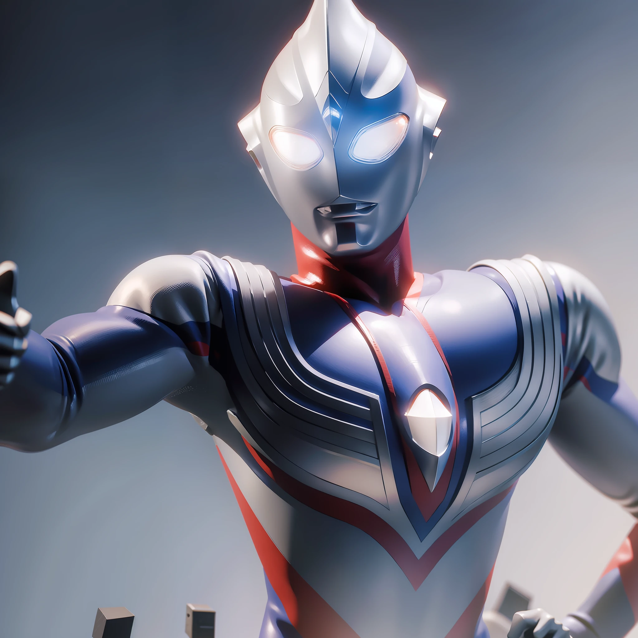 create ultraman Tiga in fighting position for 3D printing