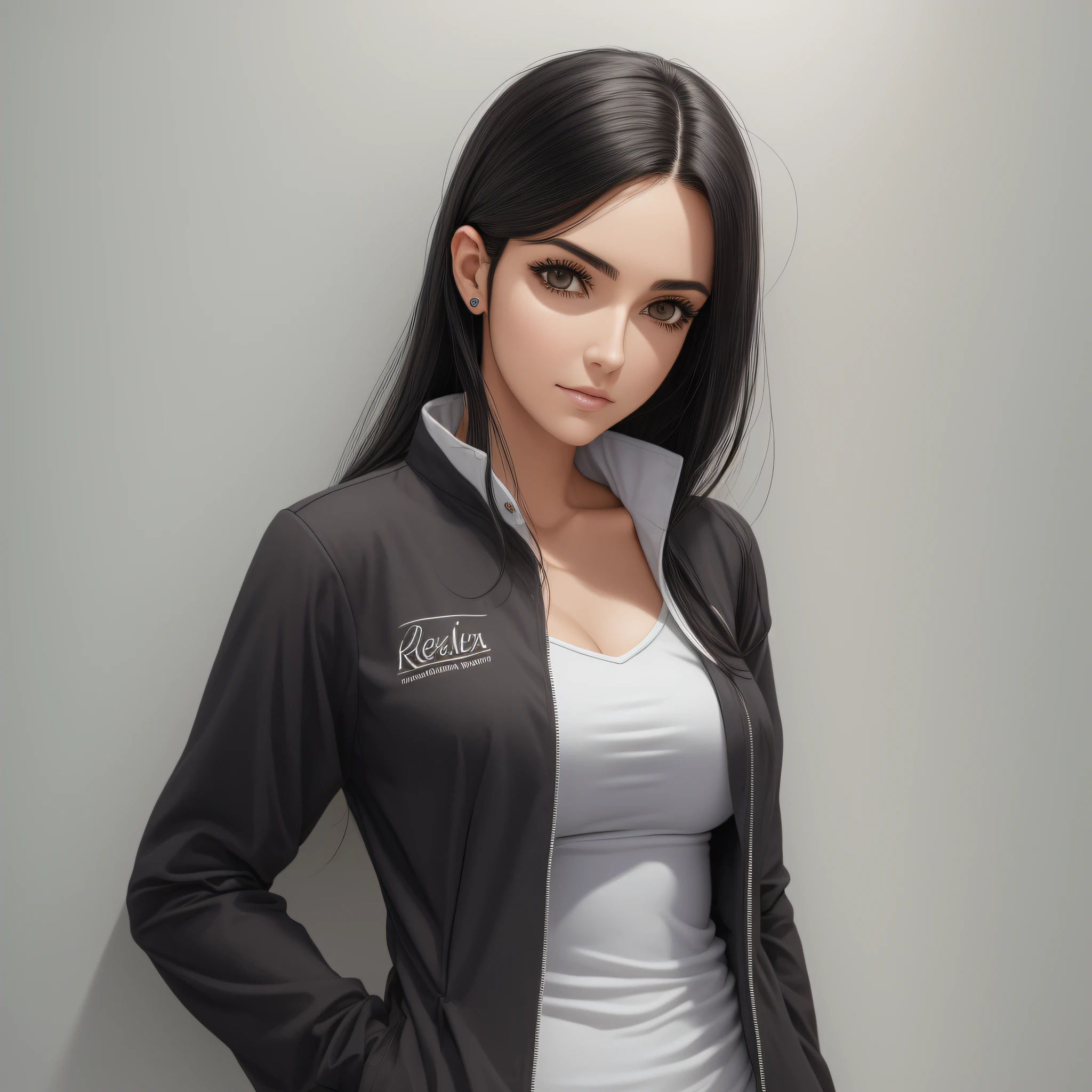 mulher magra, roupas grandes, pernas magras, roupas hospitalares, cabelos curto, disease, Pijama, black hair, asymmetrical hair, olhos em branco, sorrir, feliz, Hiper realismo, anime style, Realismo, anatomicamente correto, pele texturizada, melhor qualidada