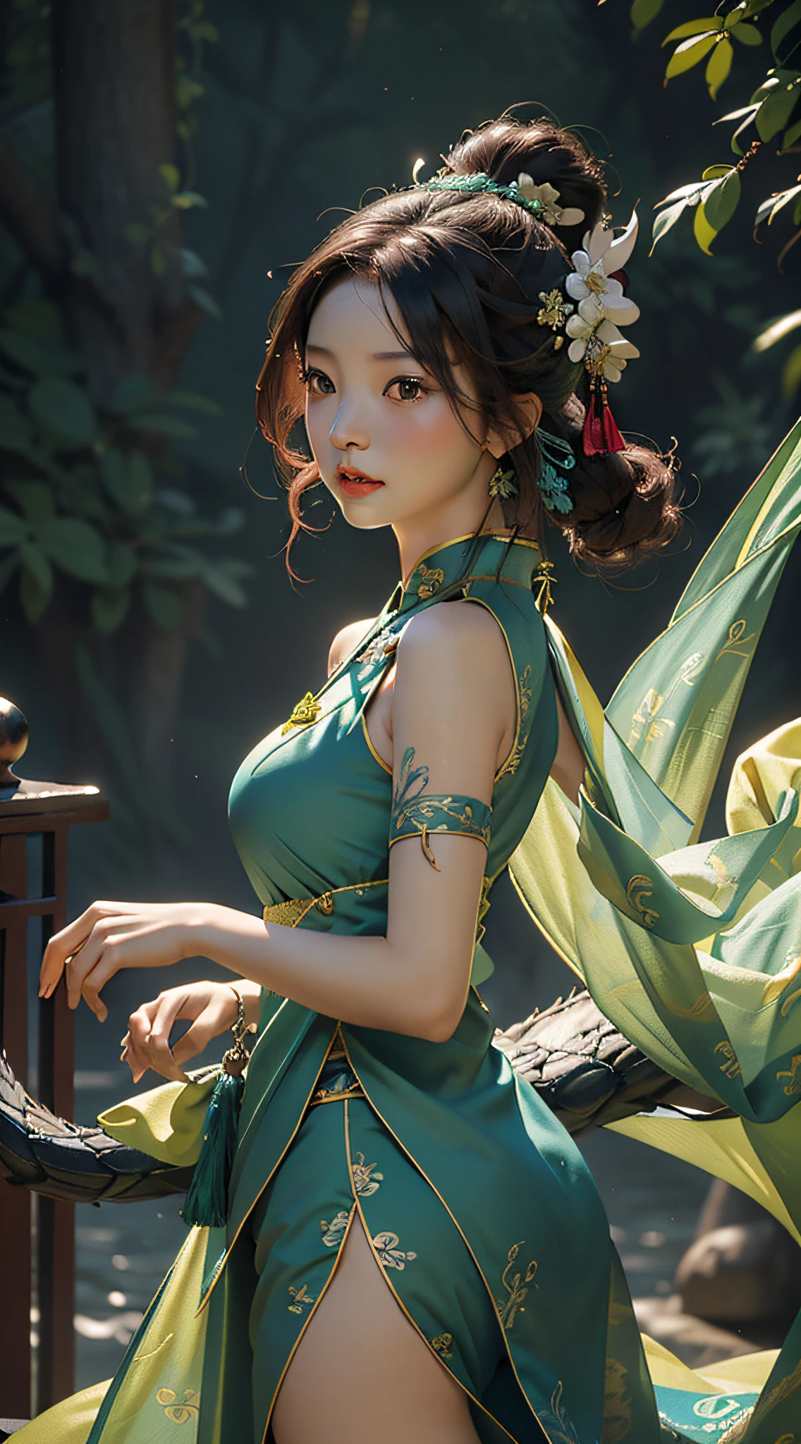 Ultra high quality,MASTERPIECE,Perfect illustration,extreme details,China Hua,Grandiose Scene 1.4 pcs,theme:Dragon Boat Festival Blue Dragon Maiden picture
hue:The main color is light blue,Paired with fresh greens and bright yellows,Create lightness、Bright atmosphere。
Picture composition:With the green dragon as the main body,On the green dragon sat a girl,The girl was dressed in blue Hanfu,Holding sweet rice dumplings in his hand,Jubilant expressions,Look into the distance。The green dragon's body meandered,The dragon head and tail parts protrude,Highlights the traditional Chinese dragon culture。Around the blue dragon and the maiden,Traditional calamus can be added、Wormwood、realgar、Sachets and other elements,to highlight the history and culture of the Dragon Boat Festival。
Pay special attention:In order to highlight the traditional culture of the Dragon Boat Festival,The girl in the picture is supposed to wear traditional Hanfu,At the same time, the performance of the green dragon does not have to be too realistic,It is possible to add the characteristics of Chinese painting,Such as ink、line、Ink rendering, etc,Create a traditional Chinese style。
Picture atmosphere:The whole picture should create jubilation、lively、Festive atmosphere,It shows the traditional culture of the Dragon Boat Festival,At the same time, create lightness、mingliang、Fresh feeling,Let people feel the joy and enjoyment of the festival。
Other elements:The performance of the green dragon can also be added to the river、Traditional elements such as dragon boats,To highlight the dragon boat racing style of the Dragon Boat Festival。At the same time