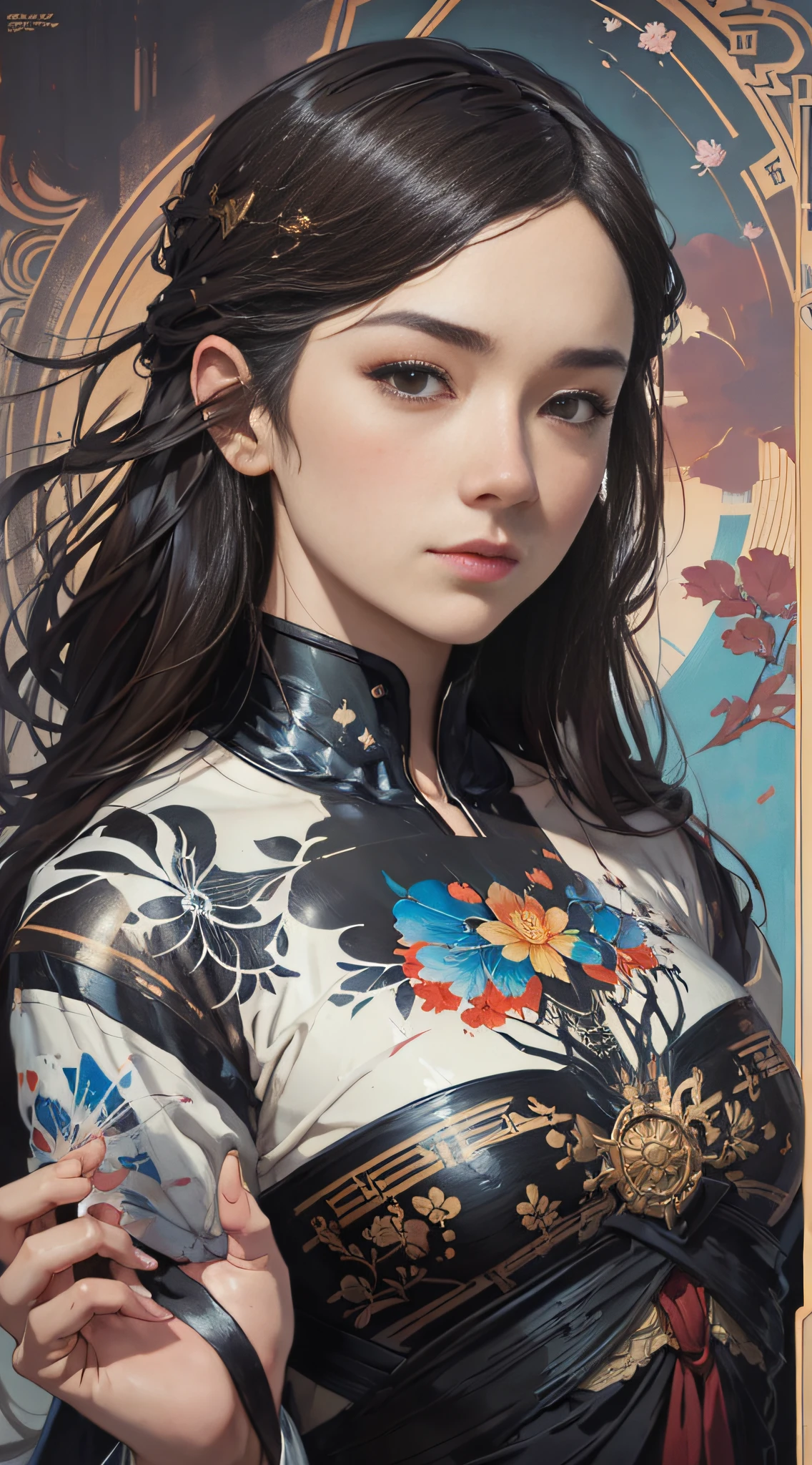 (Girl painting: 1.3) of (ultra-detailed: 1.3), (warmth: 1.3), best quality, masterpiece, highly detailed, ultra-detailed, 1girl, [Emma Watson: Zhou Ziyu: 0.2],, unreal engin 5 , octane render,(2D:1.2), limited palette flat color,, digital painting, artstation, concept art, smooth, sharp focus,art by ross tran and greg rutkowski and alphonse Mucha and Bak Karol,,(oil painting:1.16) ,(acrylic Pigment:1.16),(Color:1.16),(Watercolor:1.16),, by (nvinkpunk:1.0),(kuvshinov:1.0),(dreamlikeart:1.0),(samdoesart:1.0),(modelshoot style: 1.0), (Artist Koho Shoda: 1.3), (Artist Mike Mignola: 1.3), (Artist Joop Polder: 1.3), (Classic Art: 1.3), (Industrial Art: 1.3), (Solar Punk Art: 1.3)