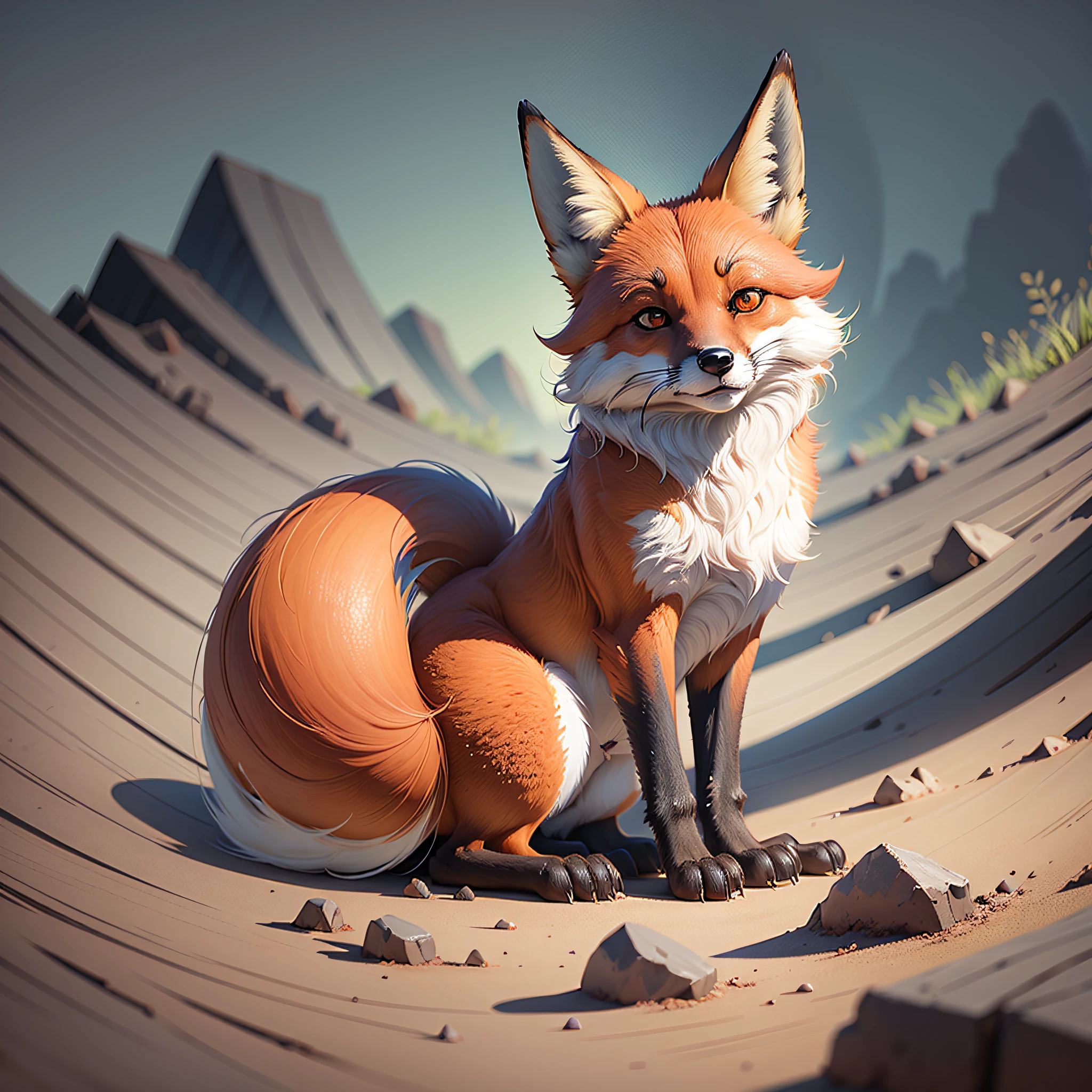 Fox The illustration is a tall-definition illustration in 4K resolution, apresentando recursos faciais altamente detalhados e visuais em estilo de desenho animado. --auto