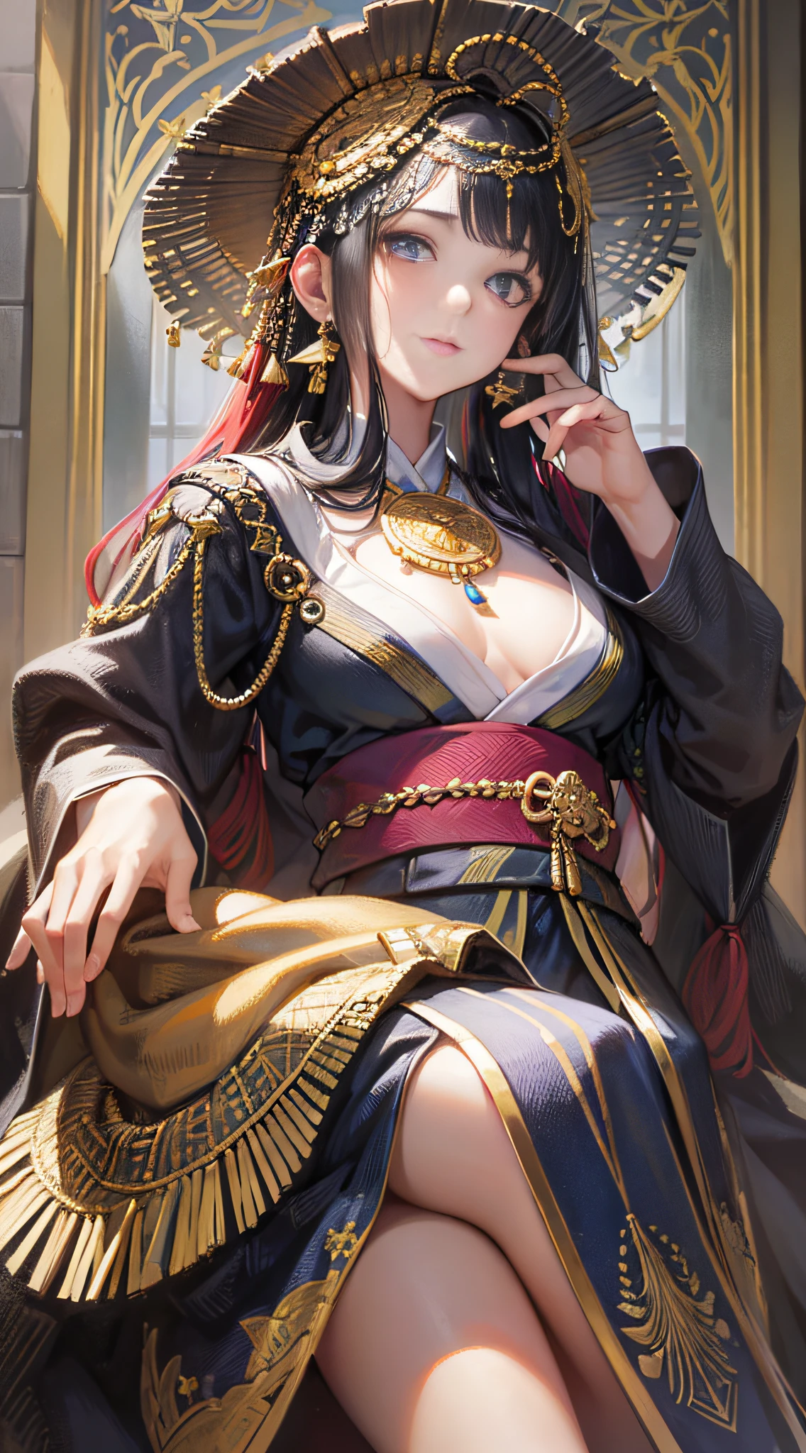 (masterpiece, sidelighting, finely detailed beautiful eye: 1.2), masterpiece*portrait, realistic, 3d face, glowing eyes, shiny hair, shiny skin, solo, looking at the audience, upper body, kimono,