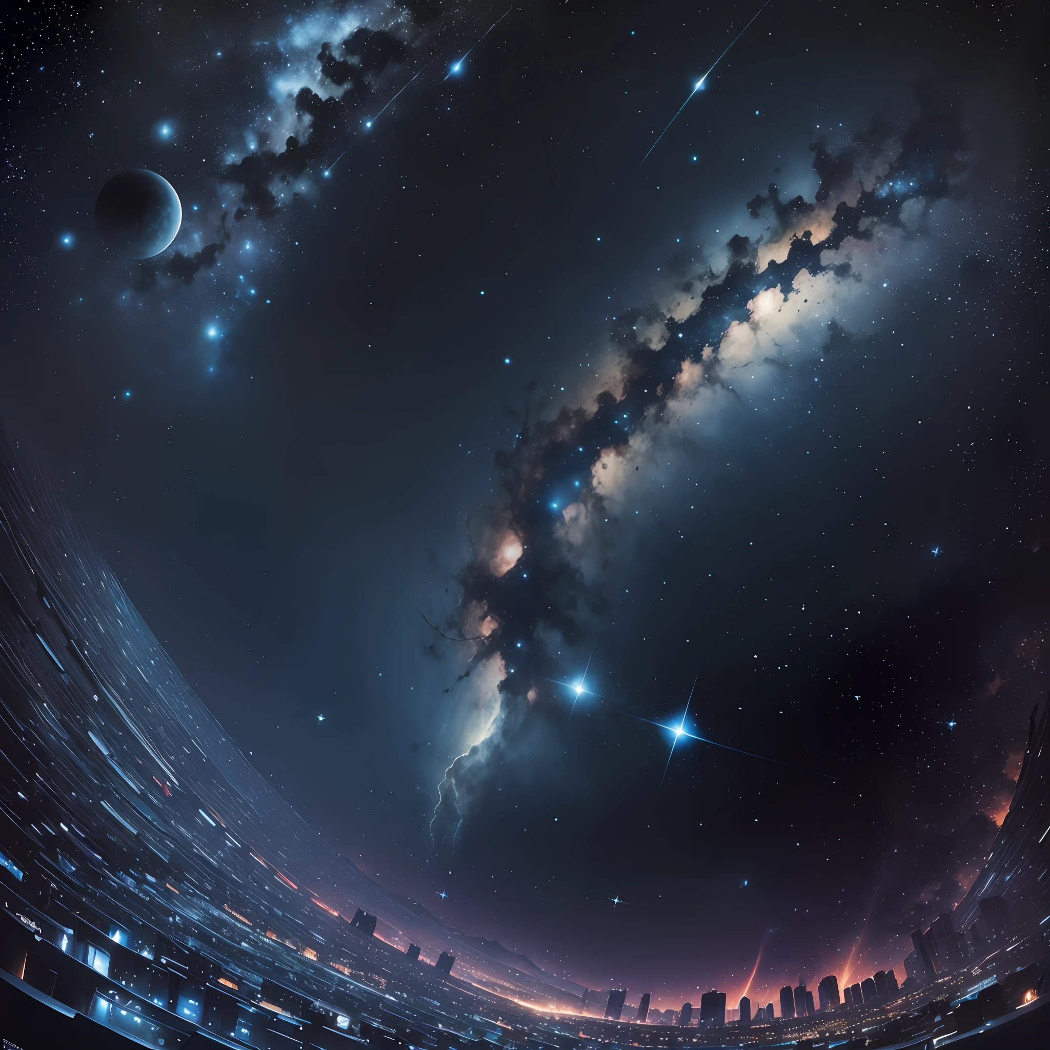 nave interstelar, buraco , universo, alta qualidade, tripulantes humanos, starry sky, bonito, Diverse sky, --auto --s2