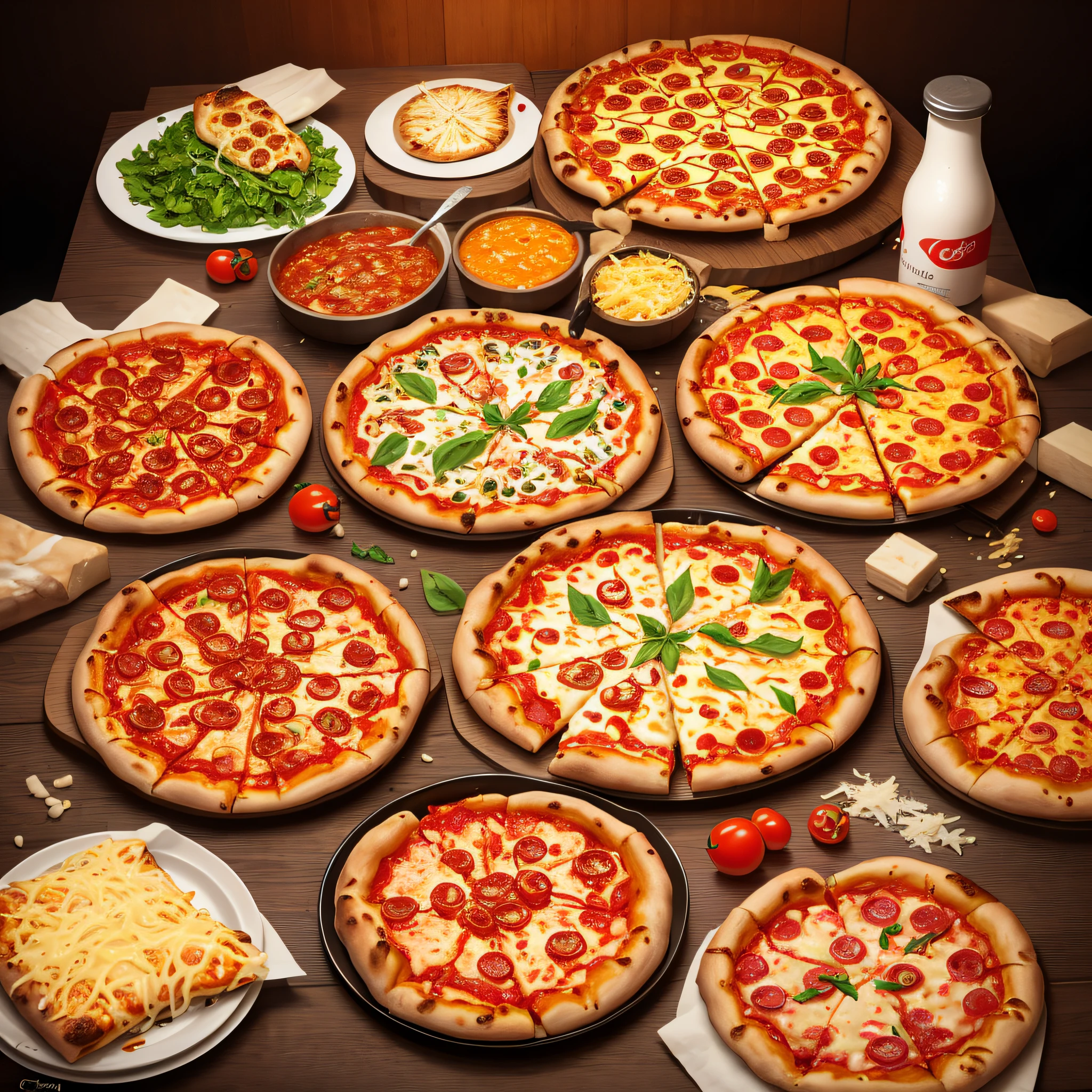 (pt)The ultimate pizza experience, mouth-watering, crispy crust, savory tomato sauce, gooey cheese, perfect toppings, a heavenly blend of flavors, a feast for the senses.