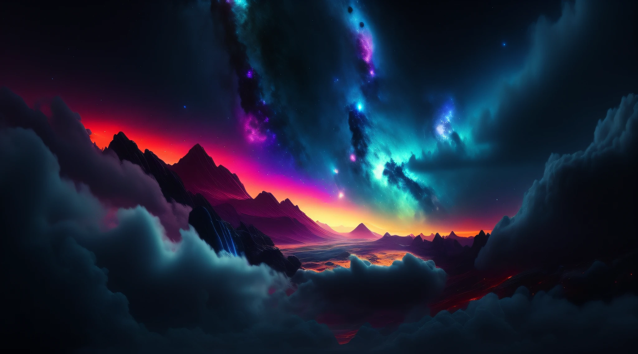a close up of a picture of a very colorful galaxy, epic beautiful space scifi, dream like atmosphere 8k, dramatic nebula sky, space clouds, atmospheric fantasy sky, 4K HD wallpapers are very detailed., interstellar stormy bright sky, dramatic space sky, space landscape, 4k highly detailed digital art, epic dreamlike fantasy landscape, space sky, galactic landscape, beautiful space