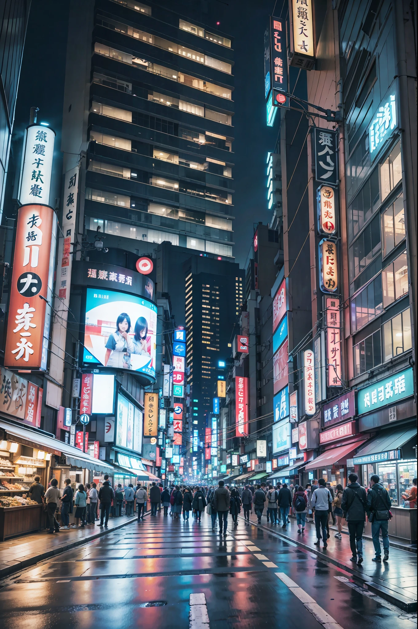 realistic photo of night street in tokyo, Canon EOS, 8mm. --auto --s2