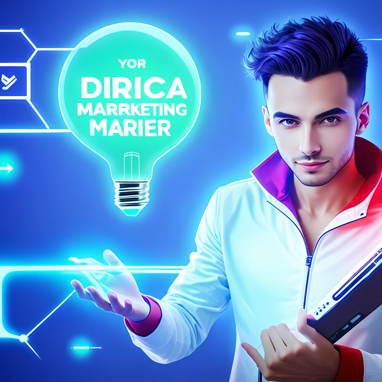 Crie uma logomarca futurista para a empresa de marketing digital Glow Marketing