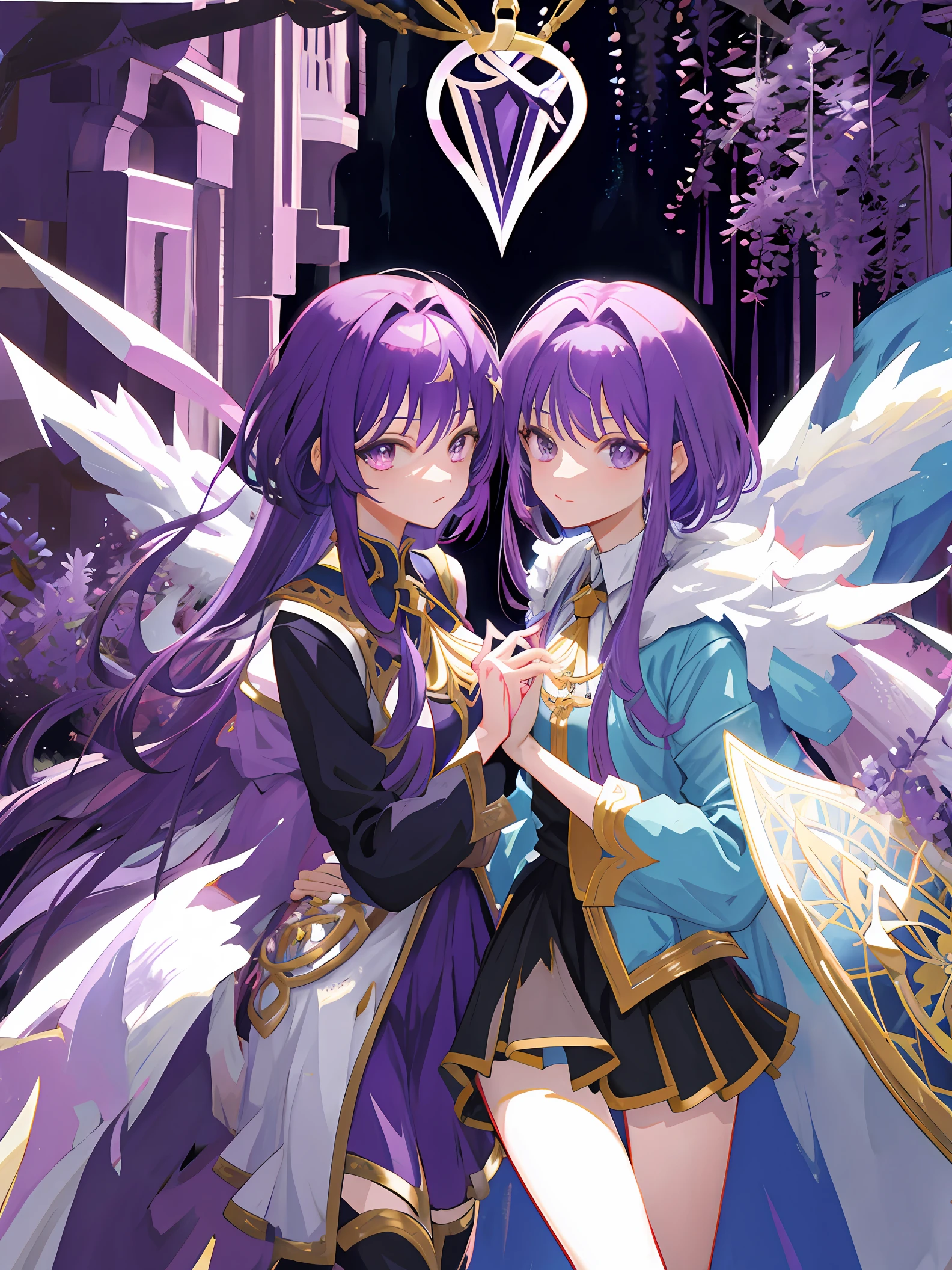Masterpiece tarot card ornate purple haired anime girl knight