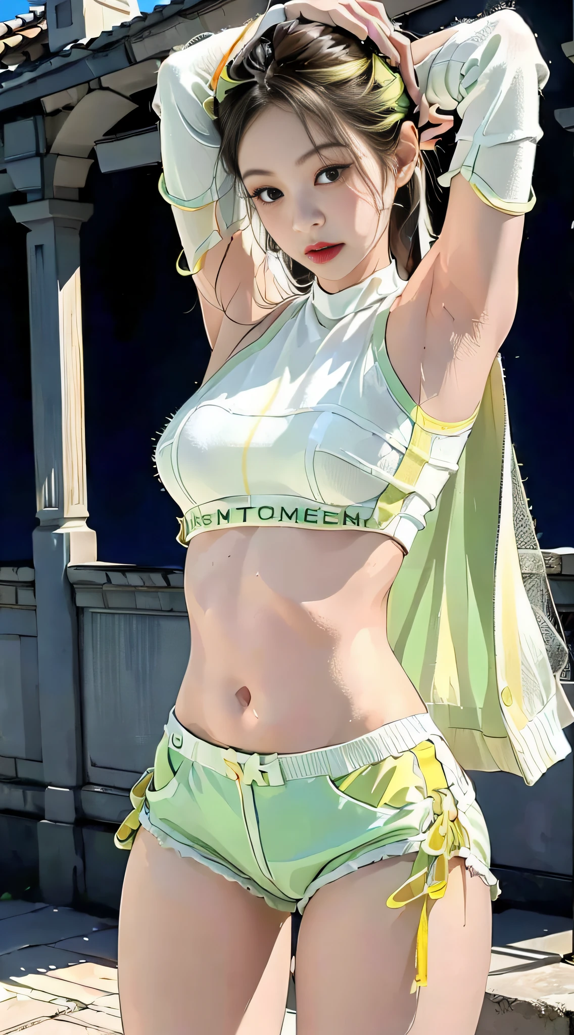 Pale green shorts