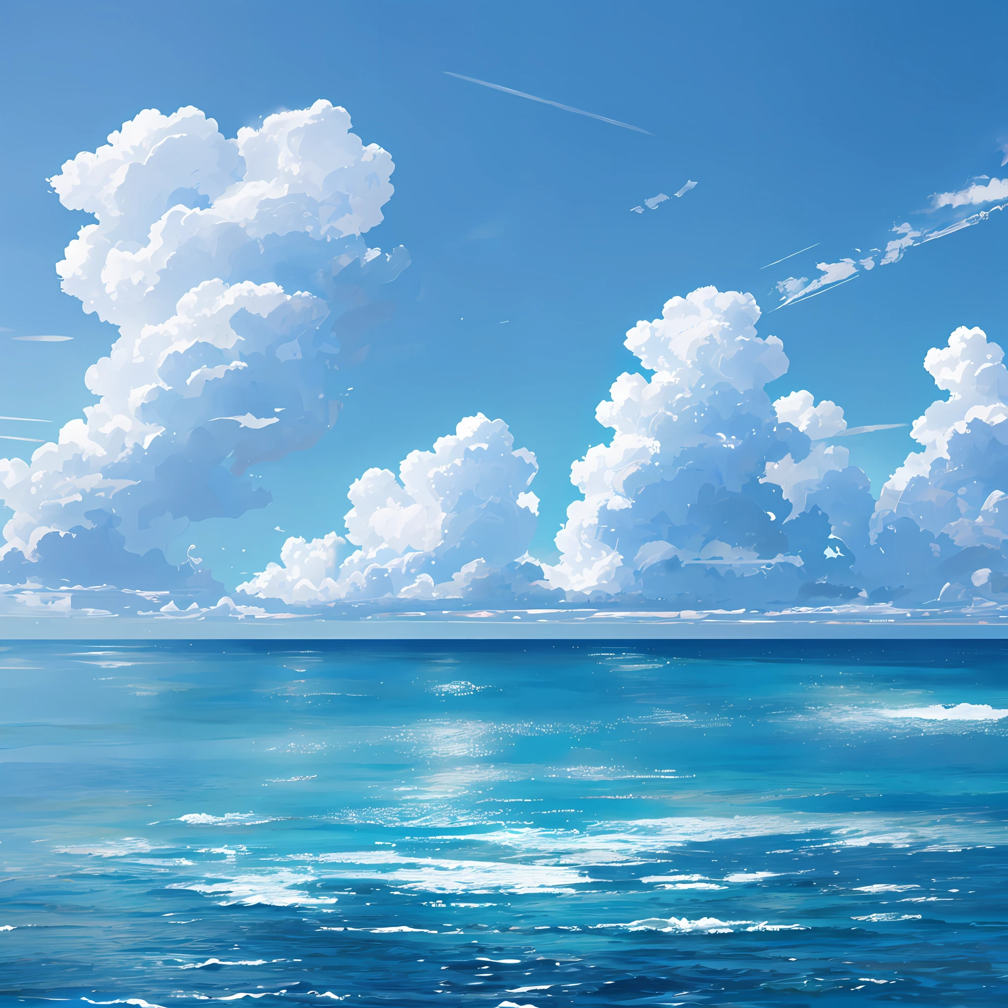 Ocean,island,blue sky,white clouds,Clear and transparent,Empty and far away --auto --s2