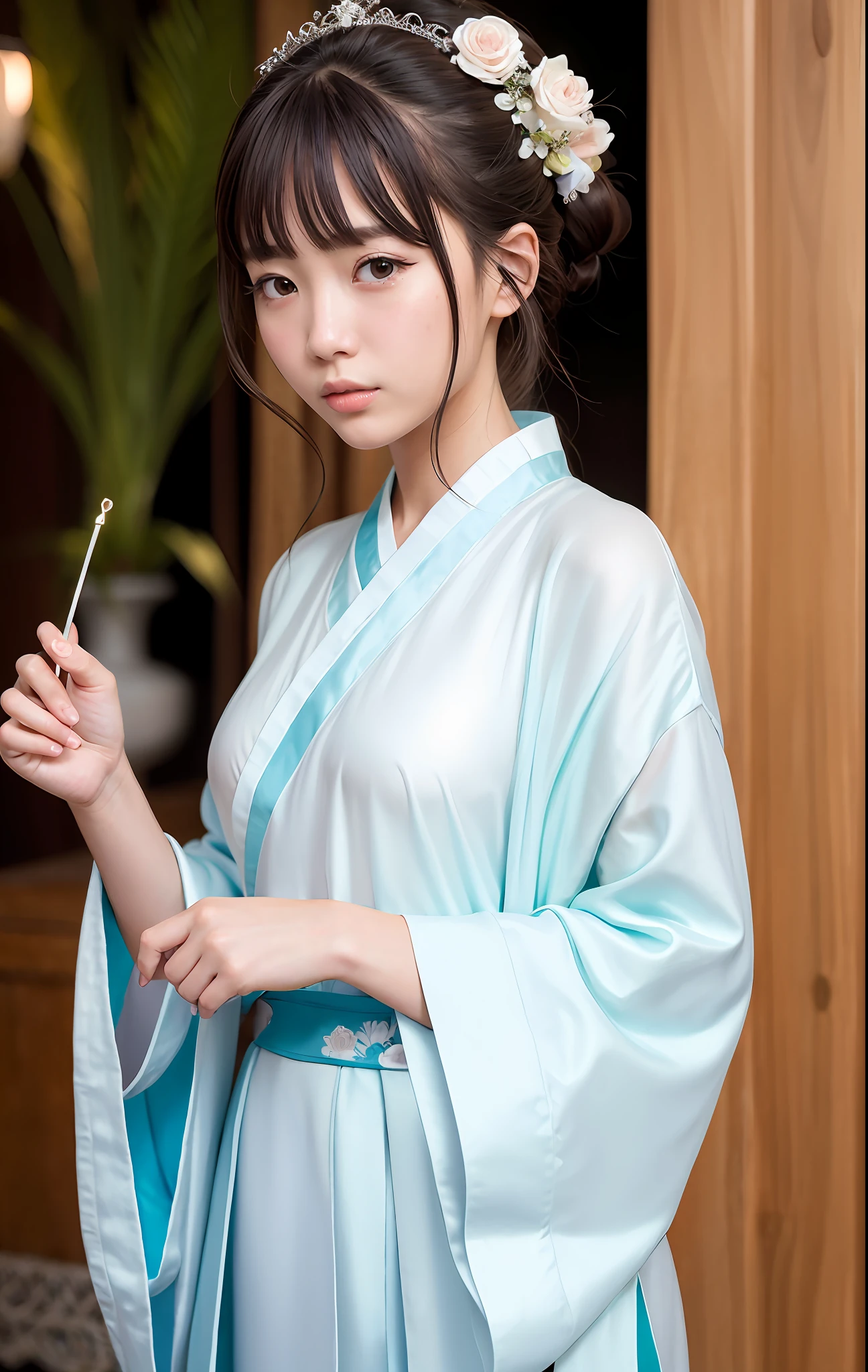Best quality, masterpiece, illustration, very delicate and beautiful, highly detailed, CG, unification, 8k wallpaper, amazing, elaborate detail, masterpiece, best quality, official art, highly detailed CG unity 8k wallpaper, ridiculous, incredibly ridiculous, huge file size, super detailed, high resolution, very detailed, beautiful detailed girl, very detailed eyes and face, beautiful detailed eyes, face light , (Hanfu:1.1), 1 girl