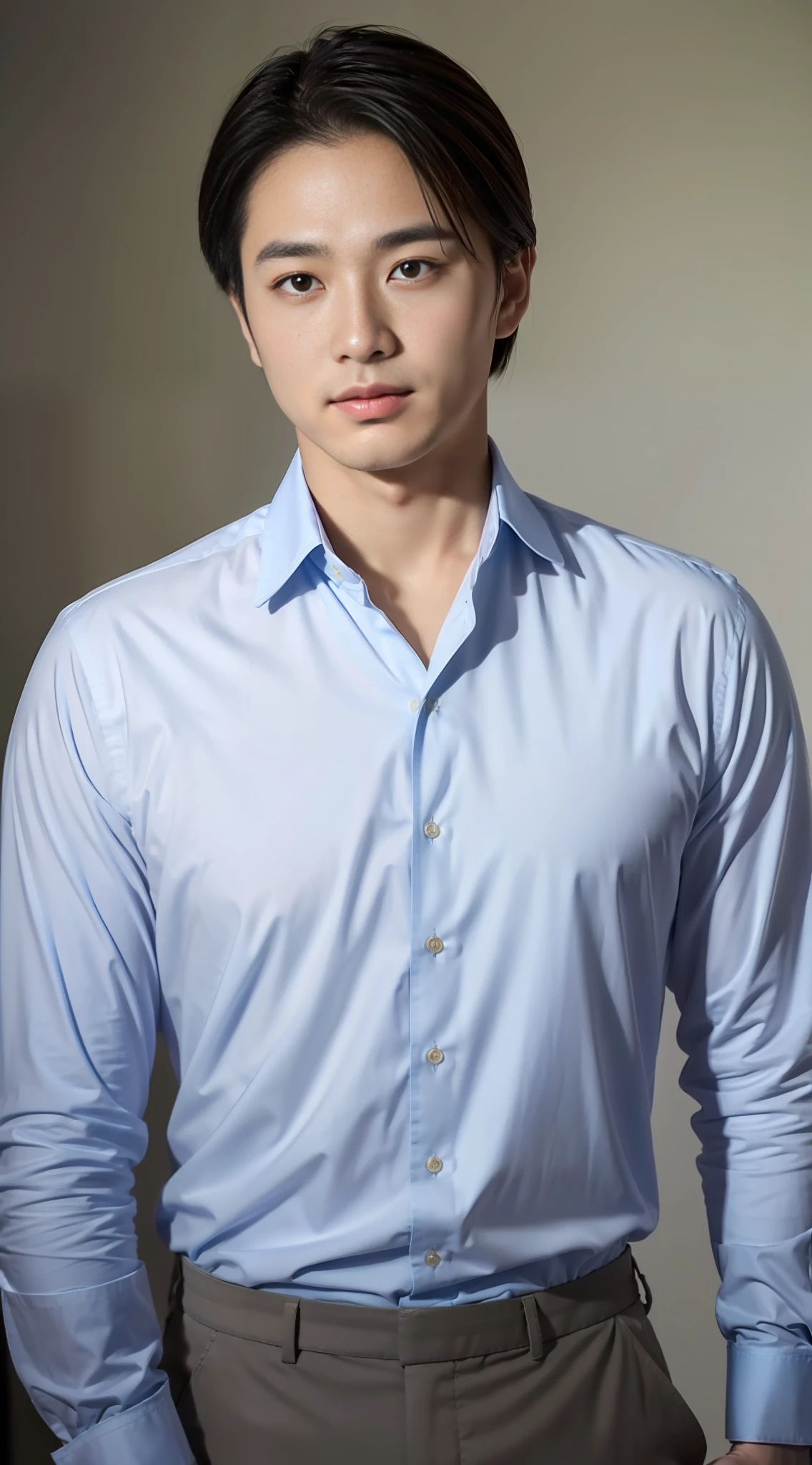 BEST QUALITY、A Masterpiece、Ultra High Res、photorealistic、male person、front Face、Nor Thailand、Soft look、Refreshing、confident、30 generations、Businessman in shirt standing straight facing the front、
