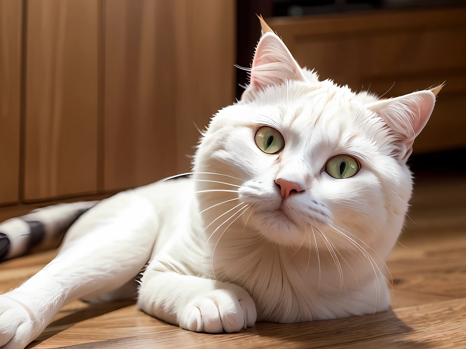 Gato branco ultra realista dentro de um balde nitidez textura contraste