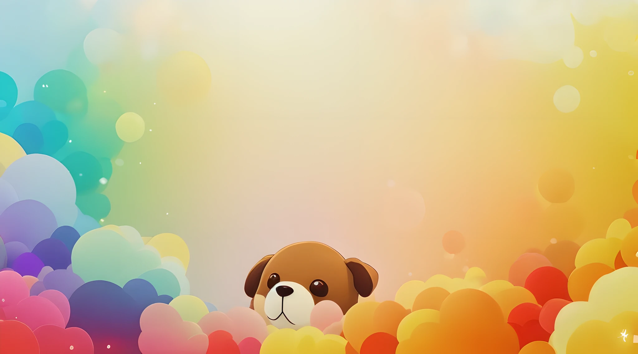 there is a teddy bear that is sitting on a colorful background, rainbow bg, cute digital art, adorable digital painting, soft rainbow, cute detailed digital art, fine background proportionate, soft anime illustration, fairy tale style background, kawaii cute dog, background colorful, soft digital painting, Wallpaper - 1 0 2 4, simple background, background is heavenly