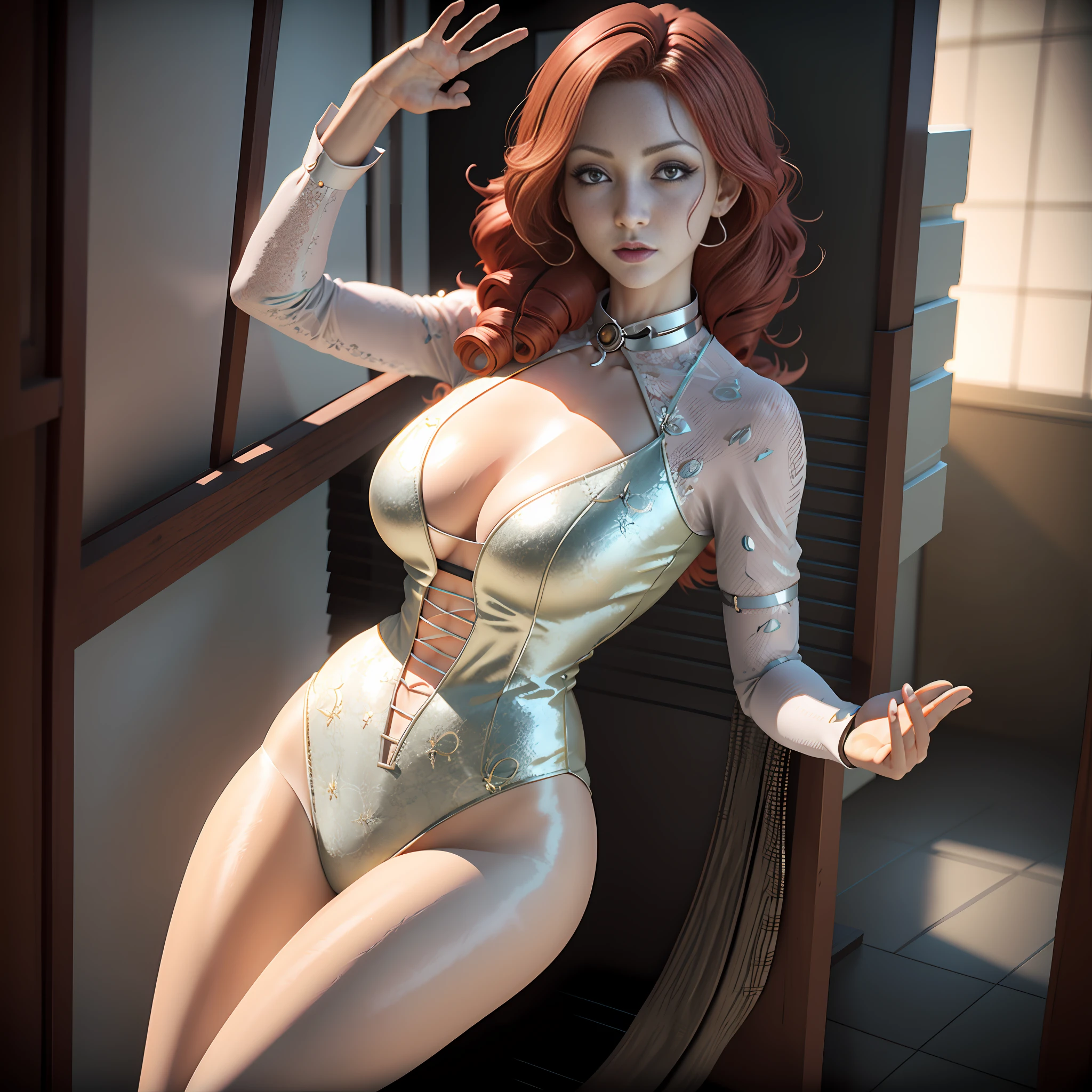 Garota anime ruiva, Estilo de anime 3D, realista, Photorealistic rendering, Anime estilo 3D, render de mulher ruiva , Arte de anime suave, Estilo LoRA, Estilo Realismo Anime, arte detalhada, Arte de anime realista, arte 3D estilo anime