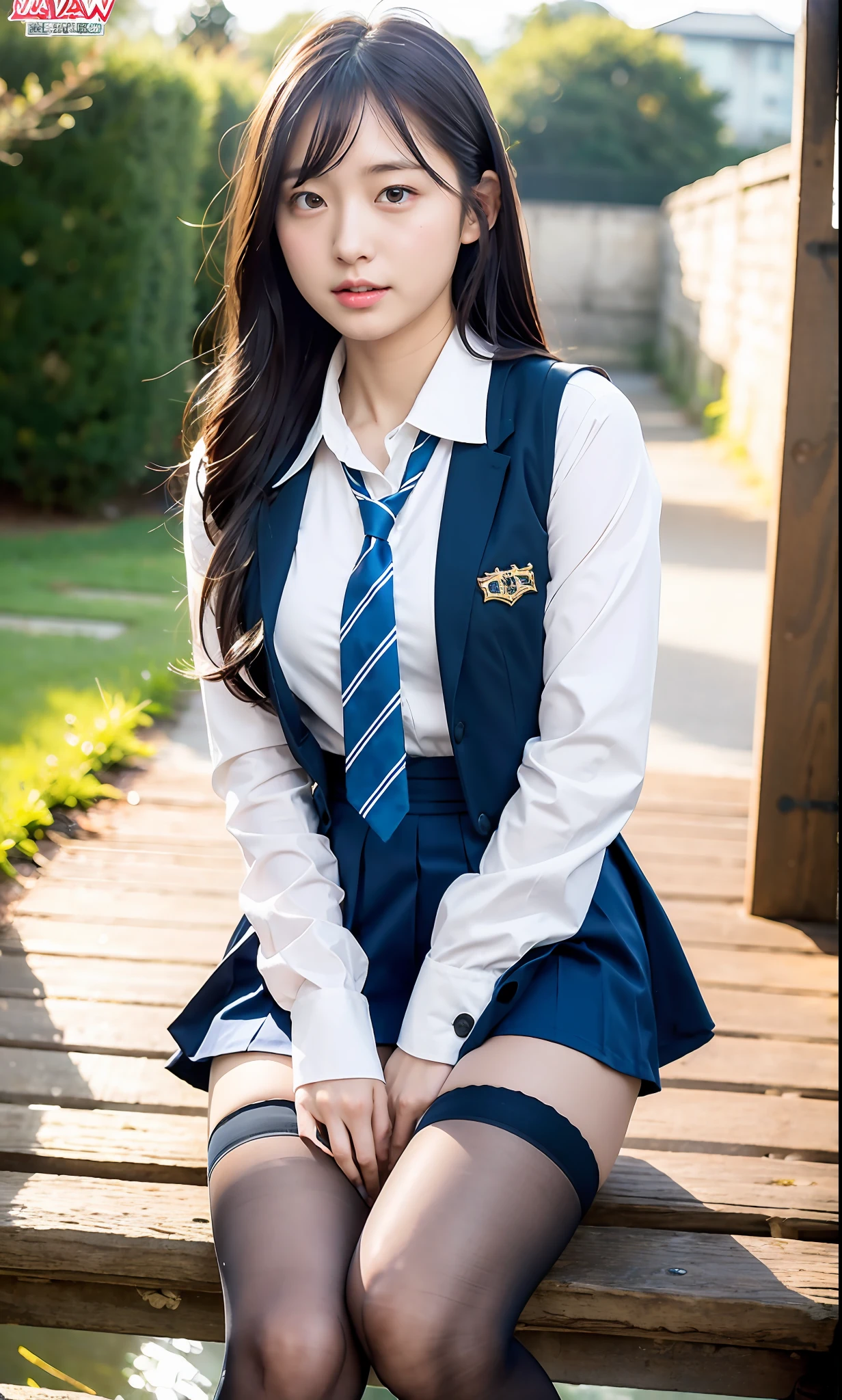 rainfall、outsdoors、wet、ulzzang-6500-v1.1, (raw photograph:1.2), (photorealistic:1.4), beautiful detailed girls, highly detailed eyes and face, Beautiful Detailed Eyes, Ridiculous, incredibly absurd, Huge File Size, Super Detailed, Highres, extremly detailed, bestquality, A masterpie, Kemomimi, ((Japanese girls' high school uniform)), A illustration, extremly detailed, CG, Unification, 8k Wallpaper, fantastic, Fine details, A masterpie, bestquality, highly detailed cg uniform 8k wallpaper, Light on the face、Movie lighting、16 year old girl、((No pantie))、((Dynamic Pose)))、(camel toes)、(Half)、(pantyhose)、(Sitting on legs bending the knees))