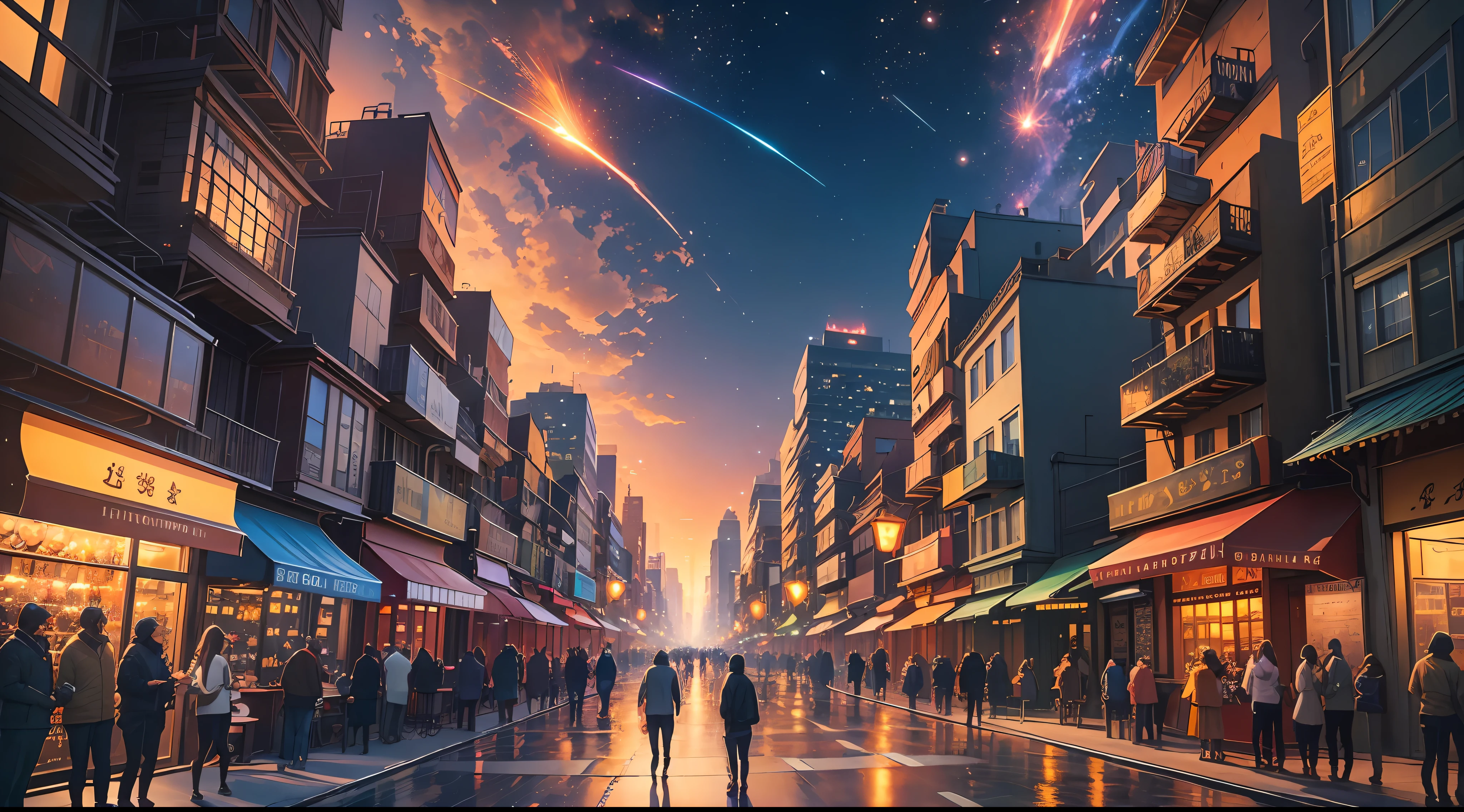 Enter a realm of fantasy and wonder with an artistic portrayal of the "City of the Fireflies." This digital illustration brings to life a vibrant metropolis illuminated by the enchanting glow of countless fireflies. Inspired by the magic of nature, the artwork combines elements of urban architecture and natural landscapes. The city streets are lined with charming buildings adorned with twinkling lights while fireflies swarm the sky, creating a luminous spectacle. The color palette blends warm hues and rich tones, evoking a sense of mystique and enchantment. Get ready to immerse yourself in the dreamlike ambiance of the "City of the Fireflies." 🌃🔥🎨✨🌟 --auto --s2