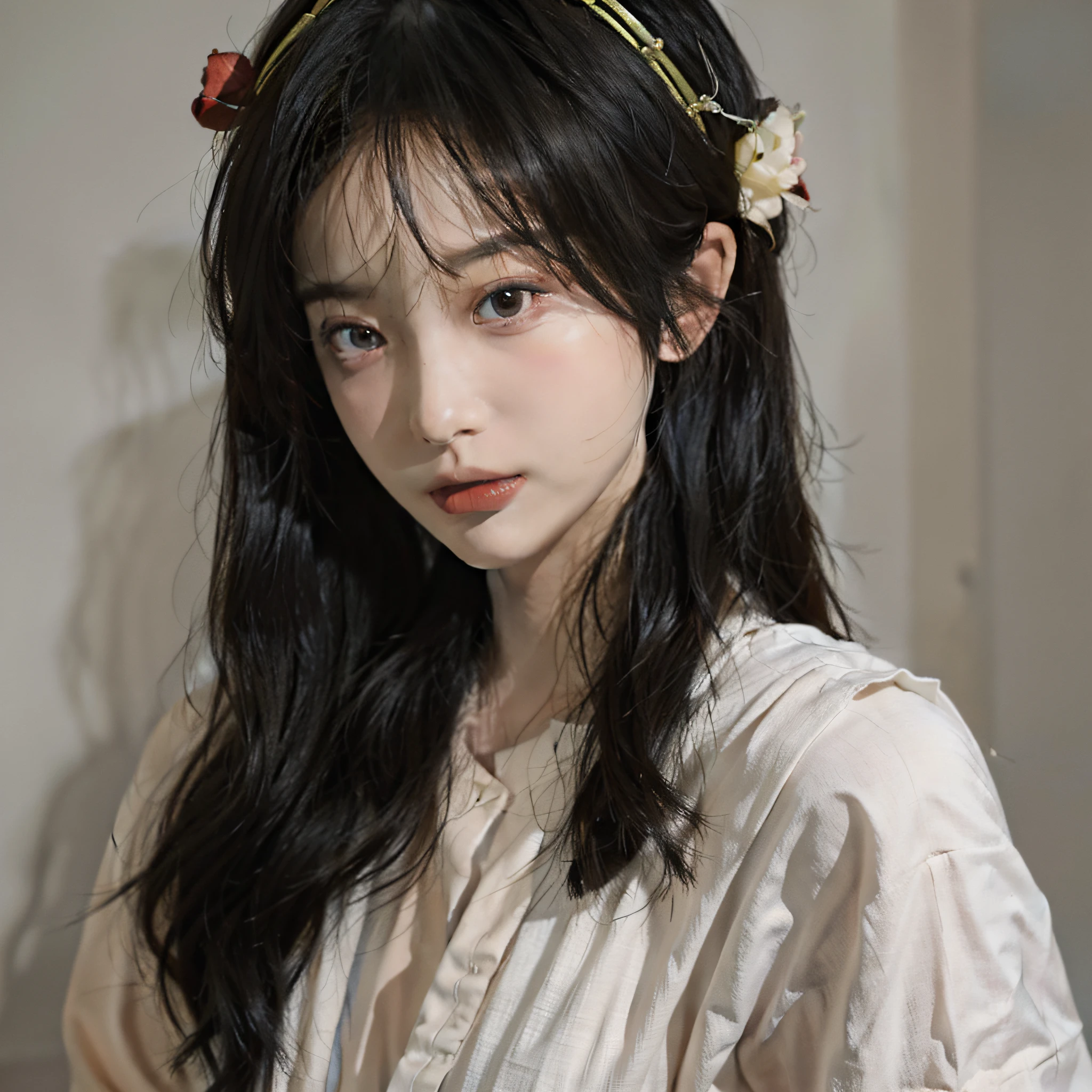 (Bestquality, A Masterpiece、:1 girl.3 girls), 1 girl one girl, asa, wearing sari, Close-up of the, pretty eyes, beautiful face