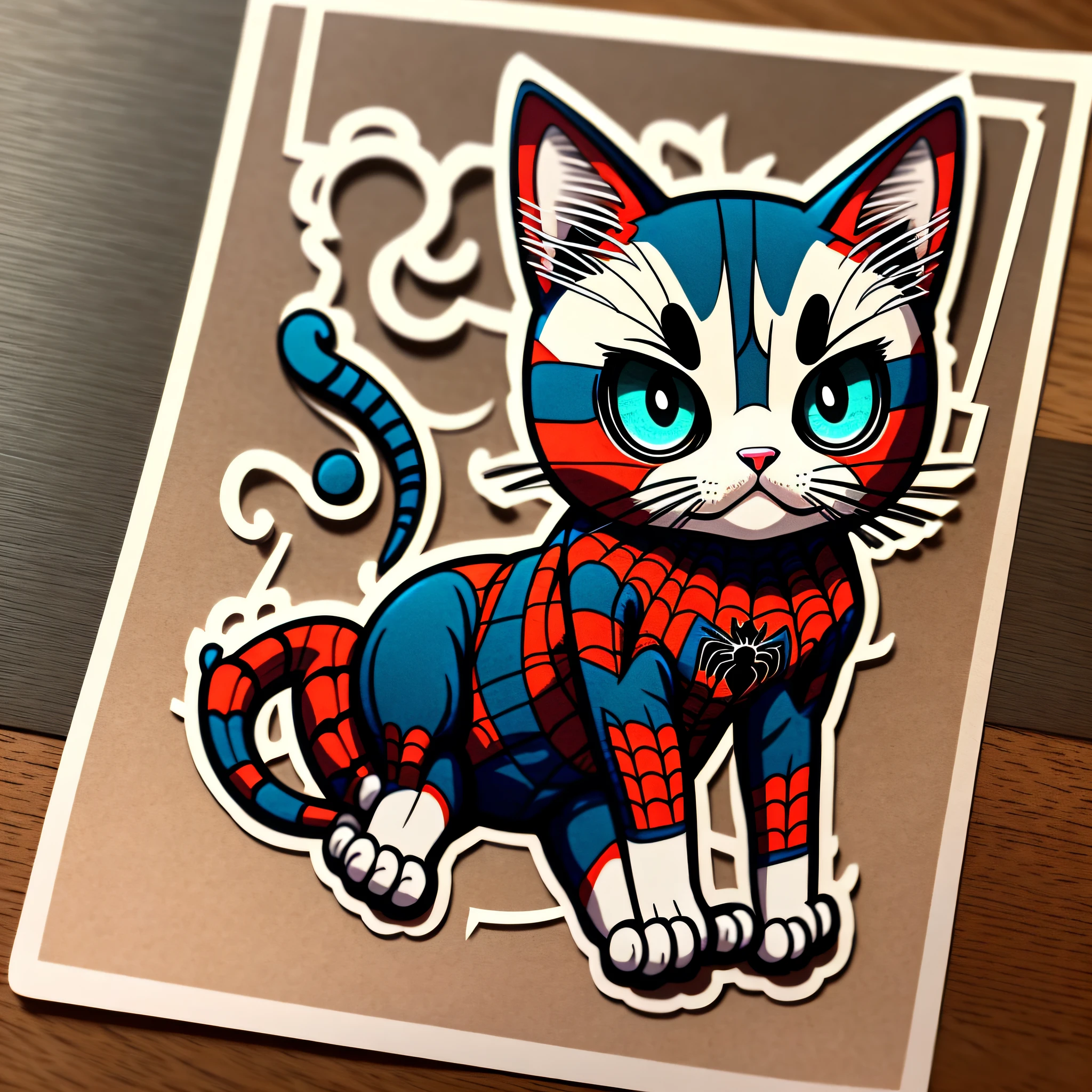 cute cartoon sticker of a cat dressed as spiderman --auto --s2