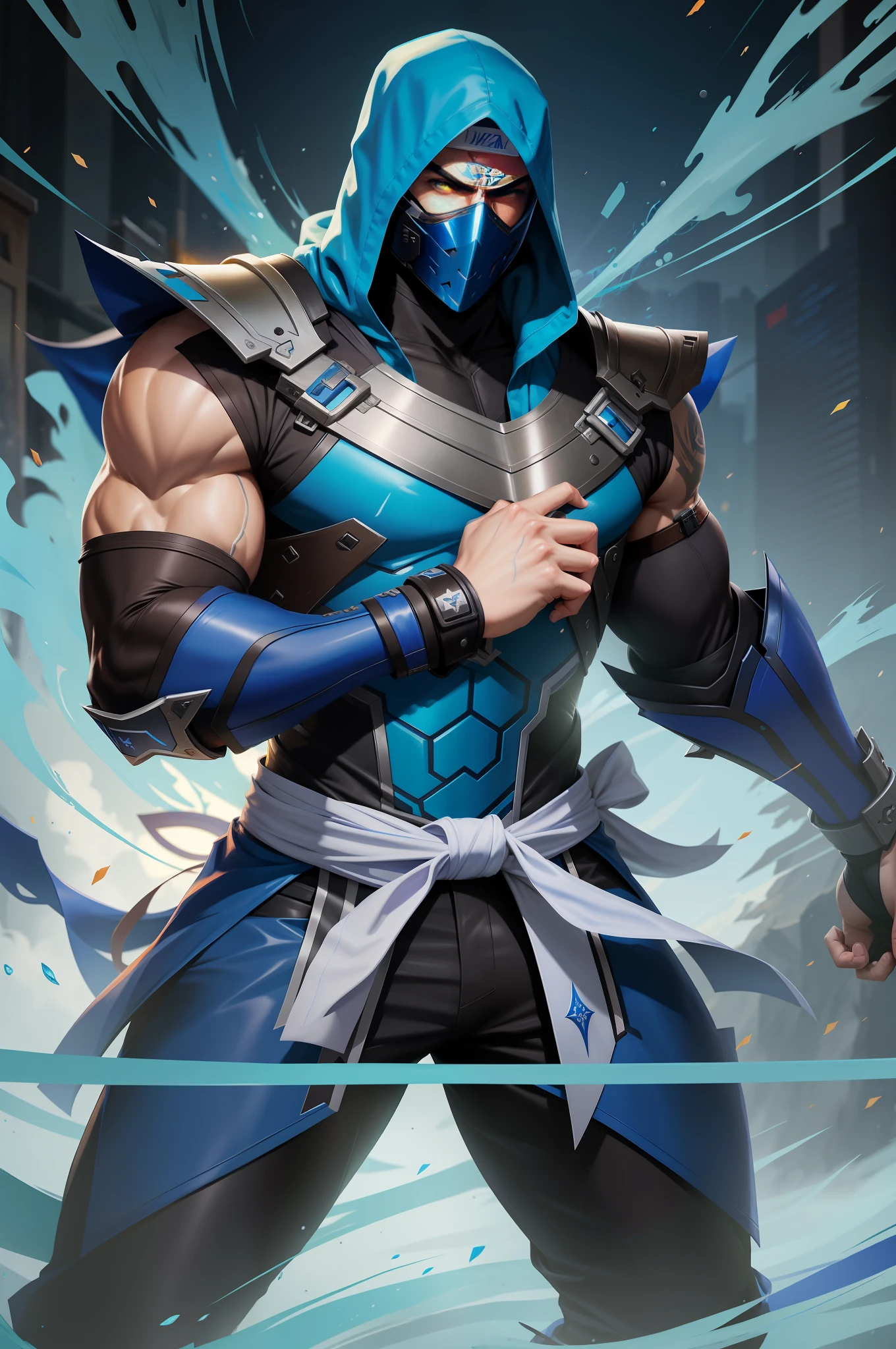 imagem arafed de um homem em um traje azul segurando uma espada, personagem de jogo de luta, iconic character splash art, armadura azul, papel de parede para celular, Retrato de Ninja Slayer, guilty gear strive splash art, badass anime 8 k, arte oficial splash, Sigma de Overwatch, Keqing de Genshin Impact, arte oficial altamente detalhada, sigma macho, arte de splash do personagem