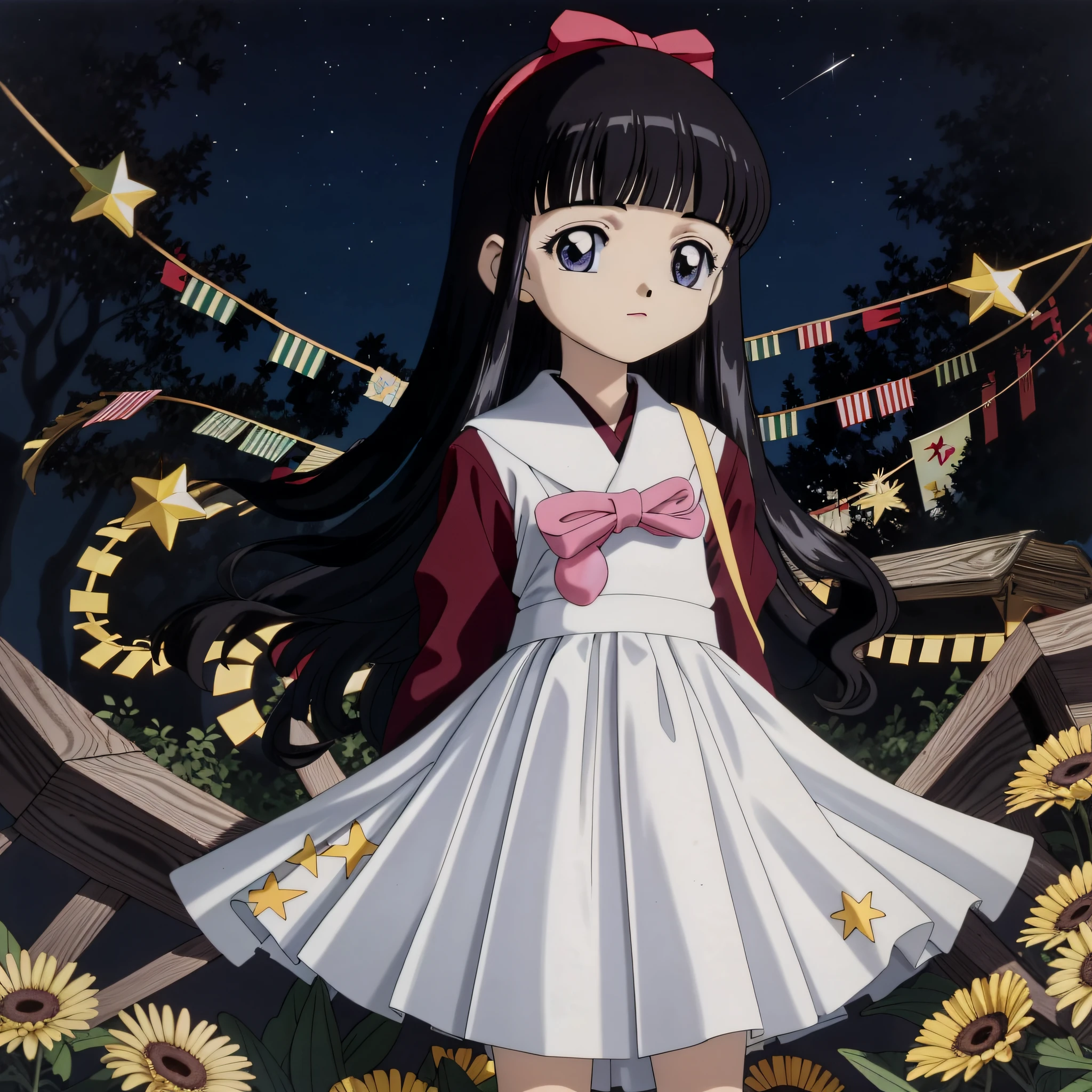 obra prima, Altas, Daidouji_Tomoyo, fora, roupas  classica escolar japonesa, starry sky, dia, bela cena, corar, black hair