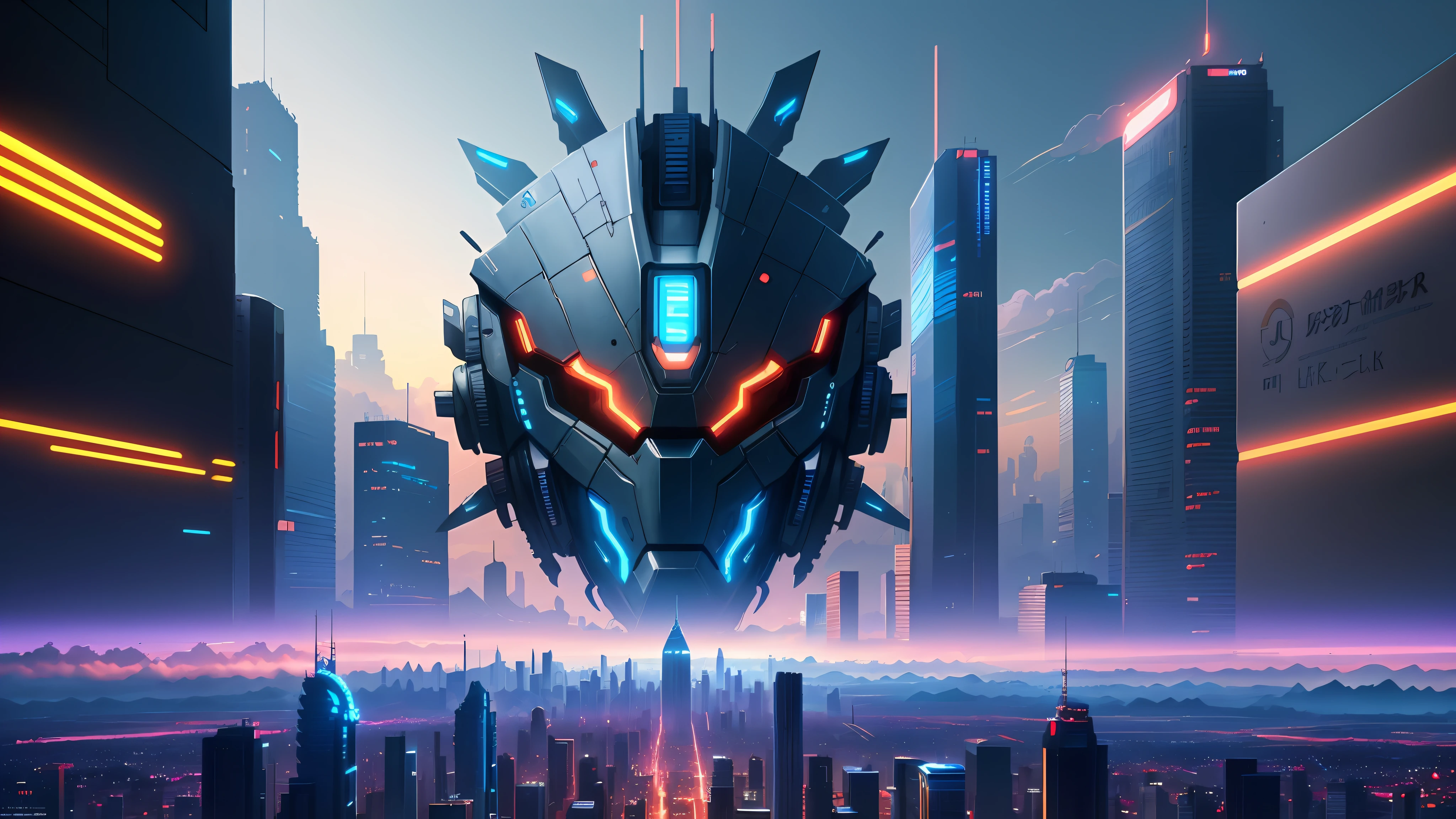 Masterpiece, best quality, (very detailed CG unit 8k wallpaper) (best quality), (best illustration), anime, city, cyberpunk city, neon blue sky, --v6