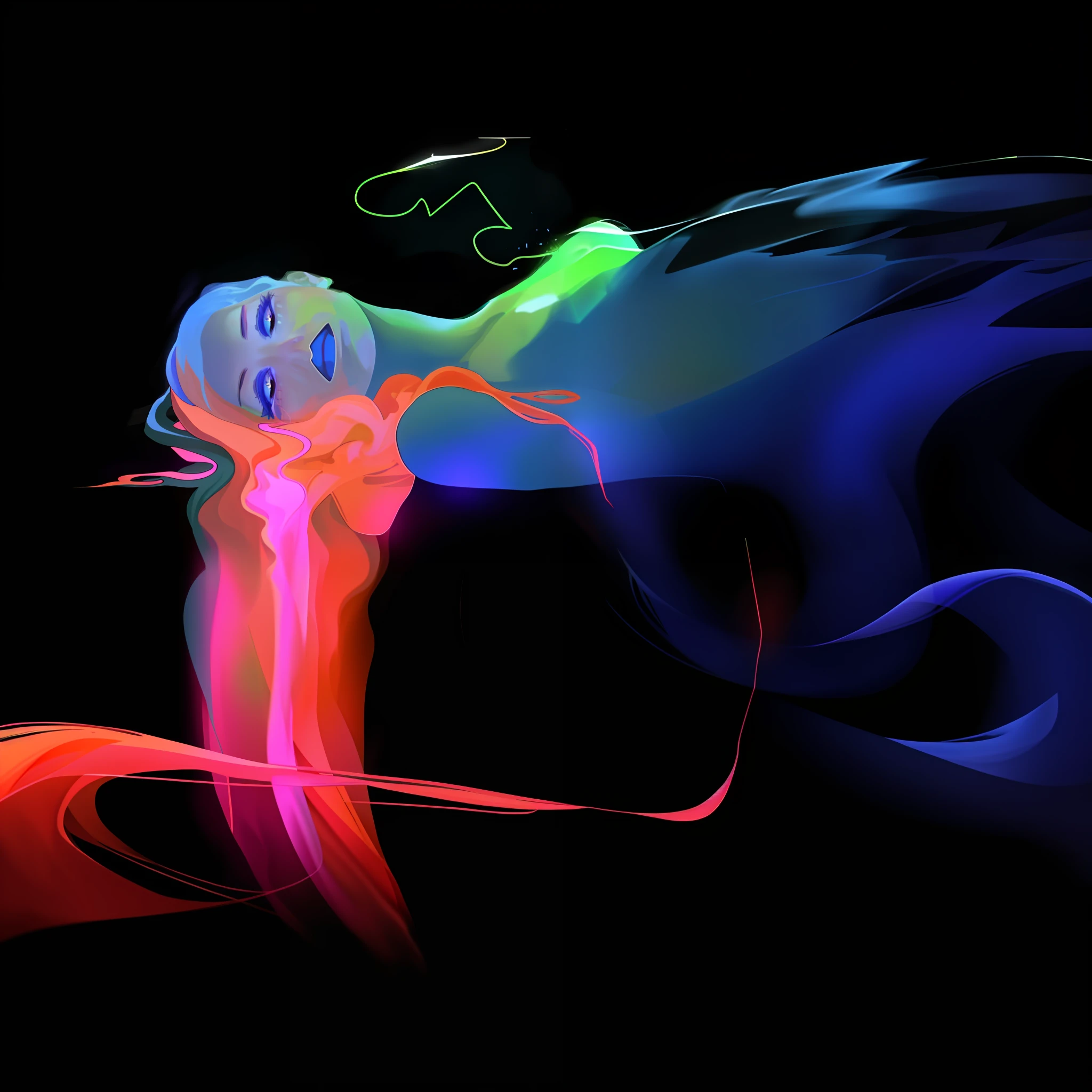 melhor qualidade, ultra high resolution, (fotorrealista: 1.4), ultra-detalhado, incrivelmente detalhado, mulher deitada neon
