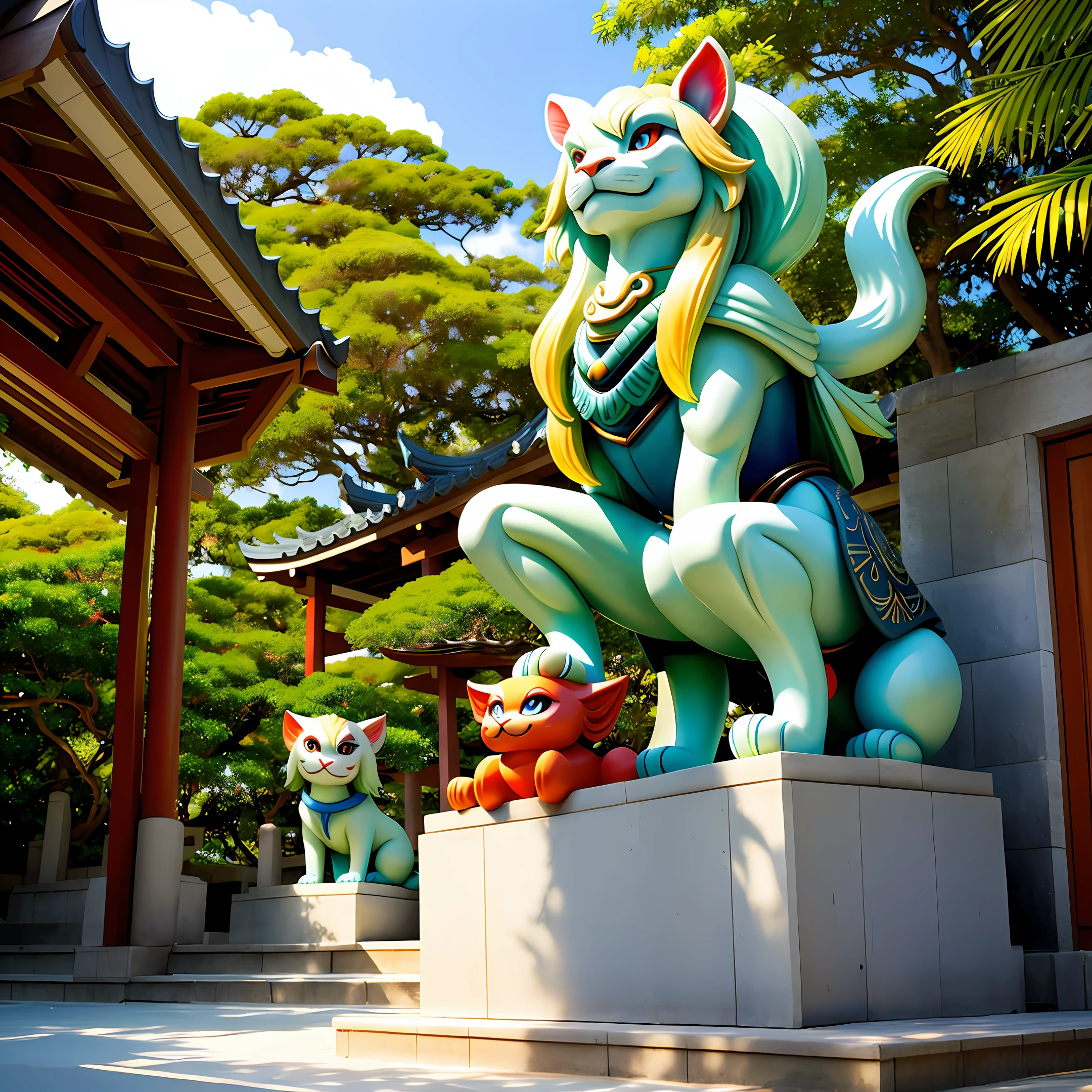 Realistic Shisa and Okinawa scenery