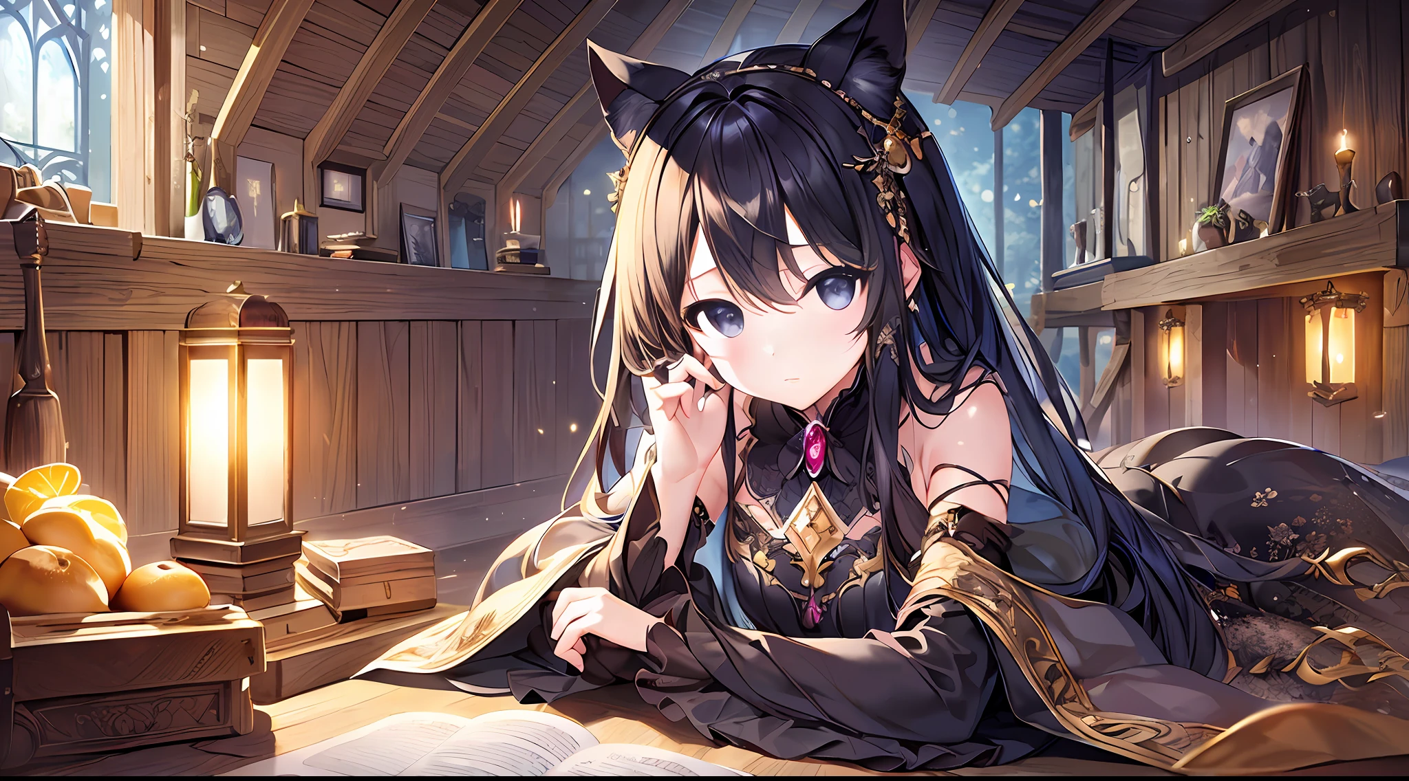 Petite girl、((NIGHT、realistic light、BEST QUALITY、8k、A Masterpiece ))(witches), Indoor, Wooden hut, (MAGIC)Hyper realistic, Anatomical, elegantly, a beautiful background、 BEST QUALITY, A Masterpiece, The best illustration ever, Extremely Delicate and Beautiful, Very elaborate, wallpapers, (Realism, photographic) - lifelike) astonishing、Exquisite details、A Masterpiece、BEST QUALITY、Official Art、Highly detailed detail、 Unity Wallpapers、A miraculous moment in life、Fantastic visual depiction、Professional effects、Loli、13age、Beauty girl、