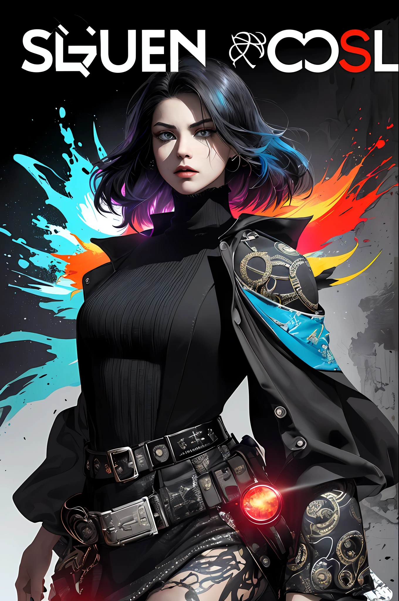 ((((dramatic))), (((gritty))), (((intense))) film poster featuring a young woman as the central character. She stands confidently in the center of the poster, wearing a stylish and edgy outfit, with a determined expression on her face. The background is dark and gritty, with a sense of danger and intensity. The text is bold and attention-grabbing, with a catchy tagline that adds to the overall feeling of drama and excitement. The color palette is mainly dark with splashes of vibrant colors, giving the poster a dynamic and visually striking appearance,tachi-e
(magazine:1.3), (cover-style:1.3), fashionable, woman, vibrant, outfit, posing, front, colorful, dynamic, background, elements, confident, expression, holding, statement, accessory, majestic, coiled, around, touch, scene, text, cover, bold, attention-grabbing, title, stylish, font, catchy, headline, larger, striking, modern, trendy, focus, fashion,