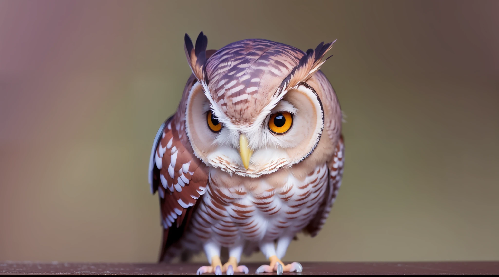 Red mauve owl、Wearing headphones