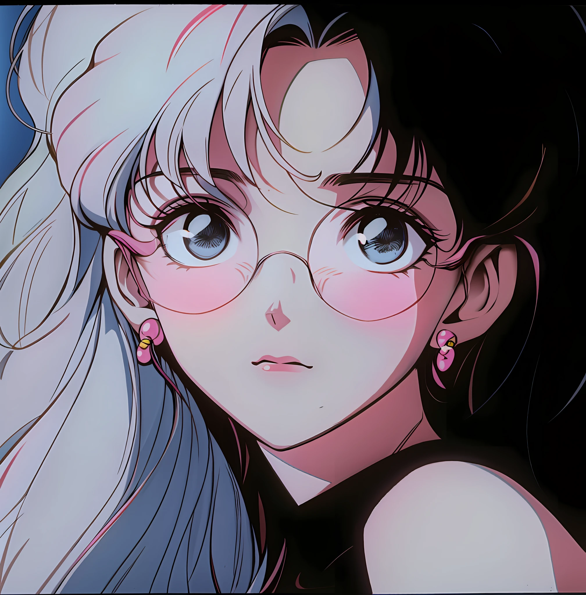 Anime girl with long pink hair looking at the camera, 8 0 s anime vibe, 8 0 s anime art style, in the art style of 8 0 s anime, 9 0 s anime aesthetic, retro anime girl, 1980's anime style, 9 0 s anime art style, 8 0 s anime style, an retro anime image，maximum quality，8K，no glasses